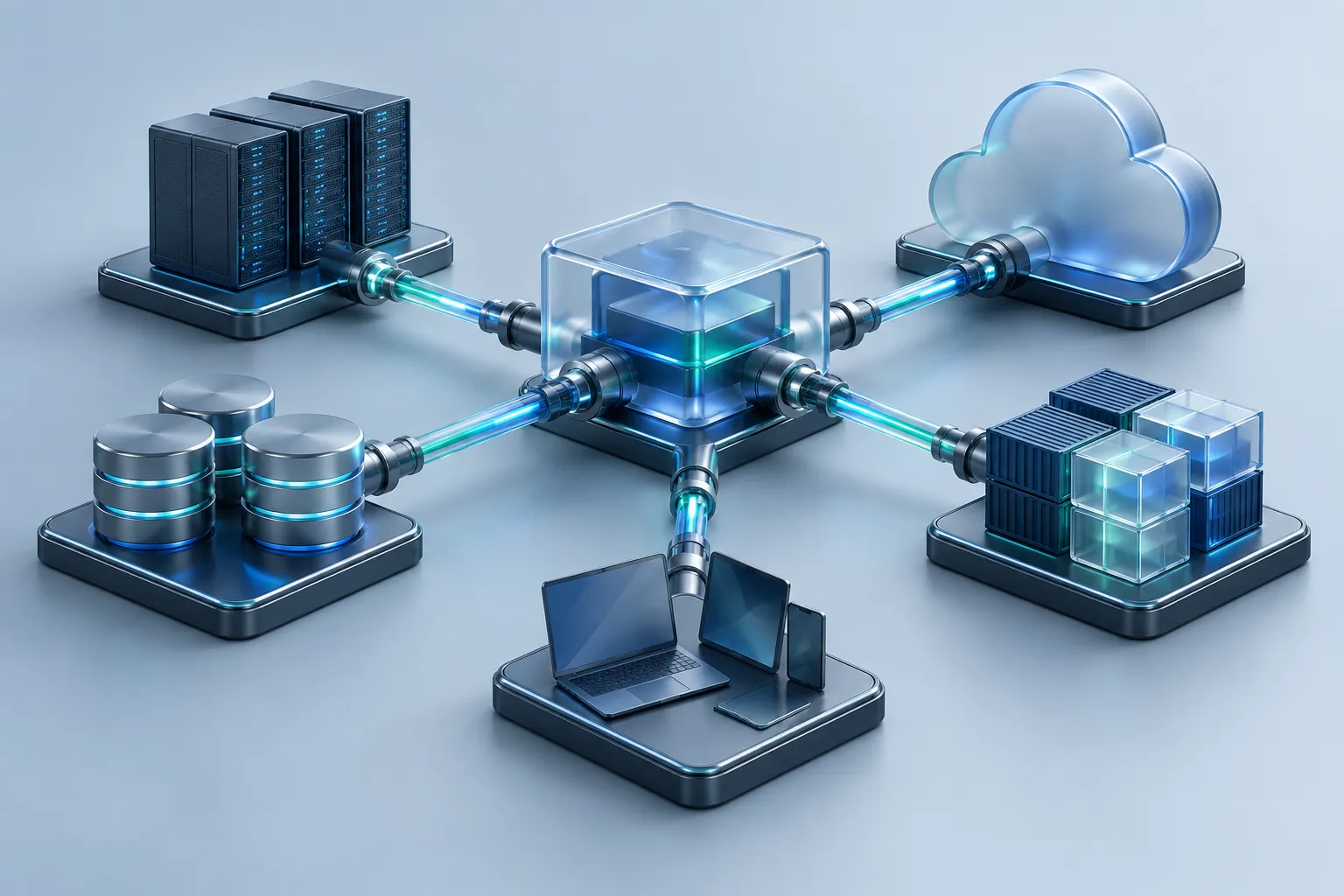 Different generic operating-system infrastructure forms joined by interoperable precision connectors