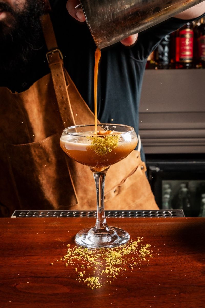 Espresso martini pour at the bar