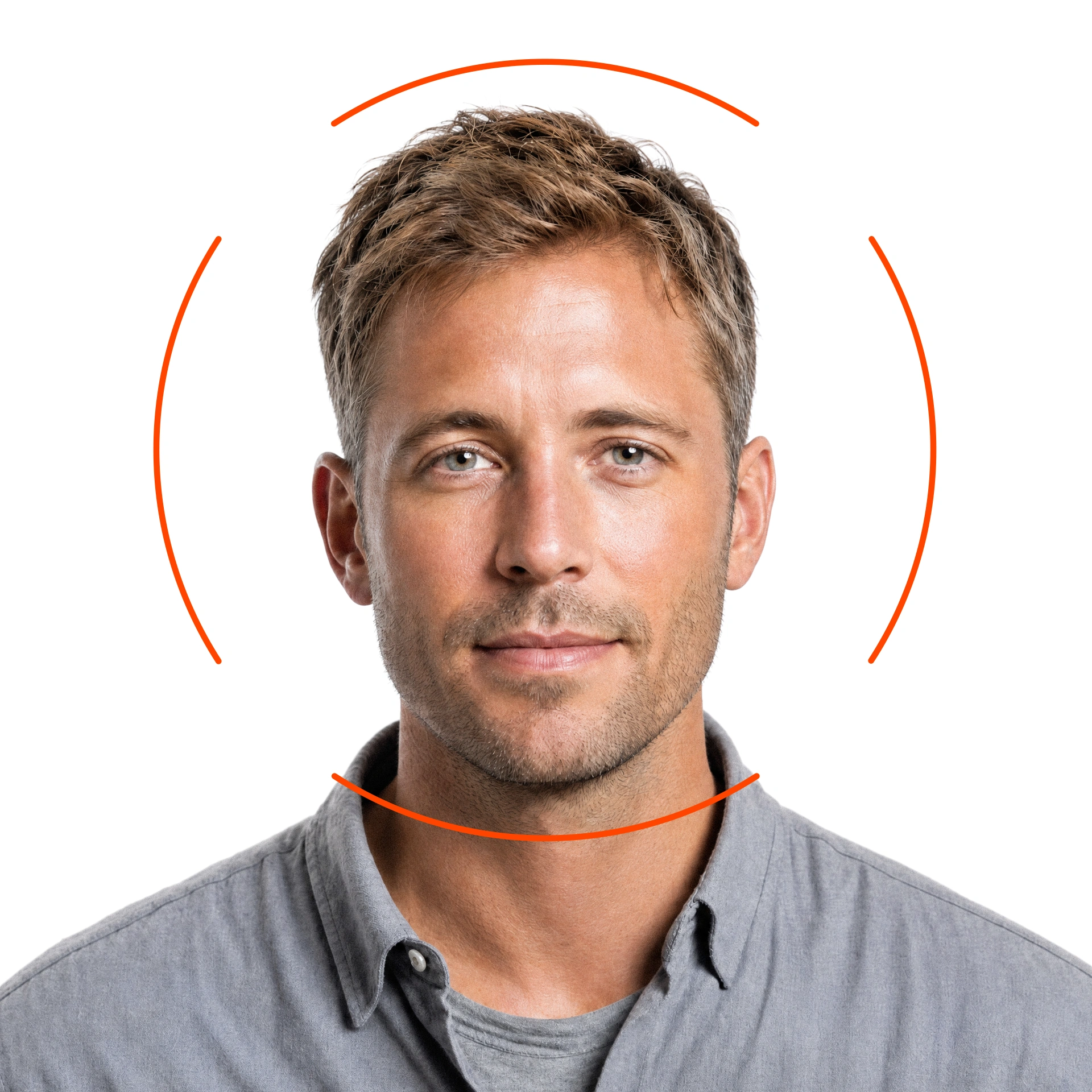 A face being enrolled, framed by the on-screen capture guide
