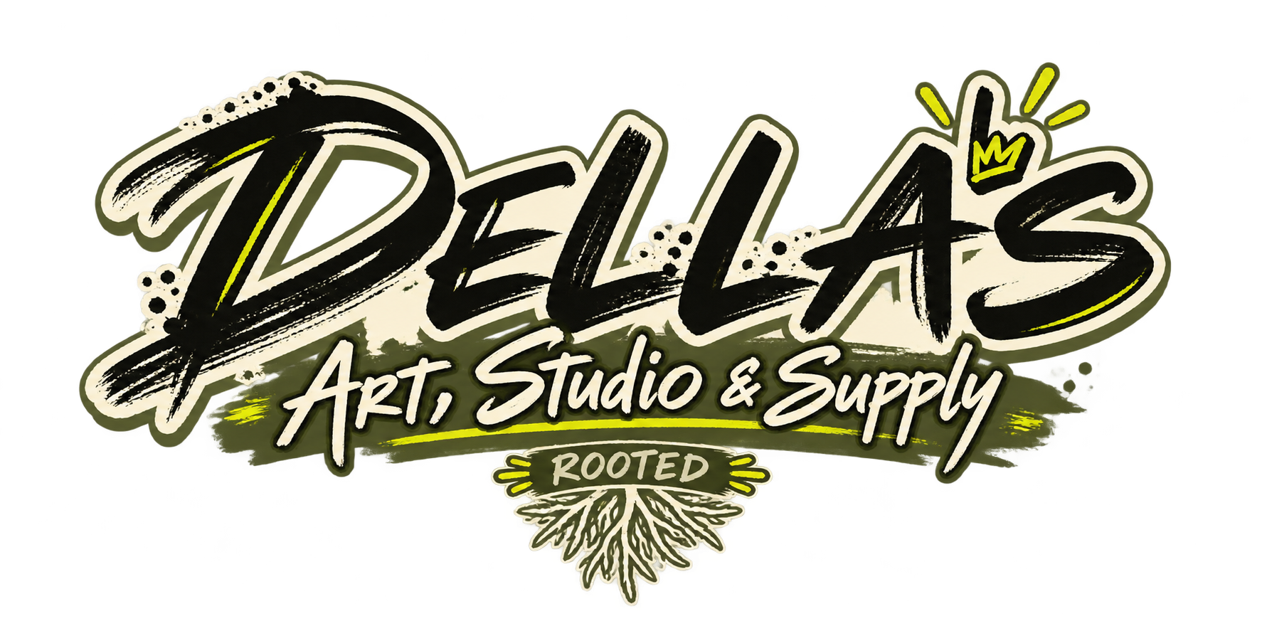 DELLA’S Art, Studio & Supply original ROOTED hybrid lettering