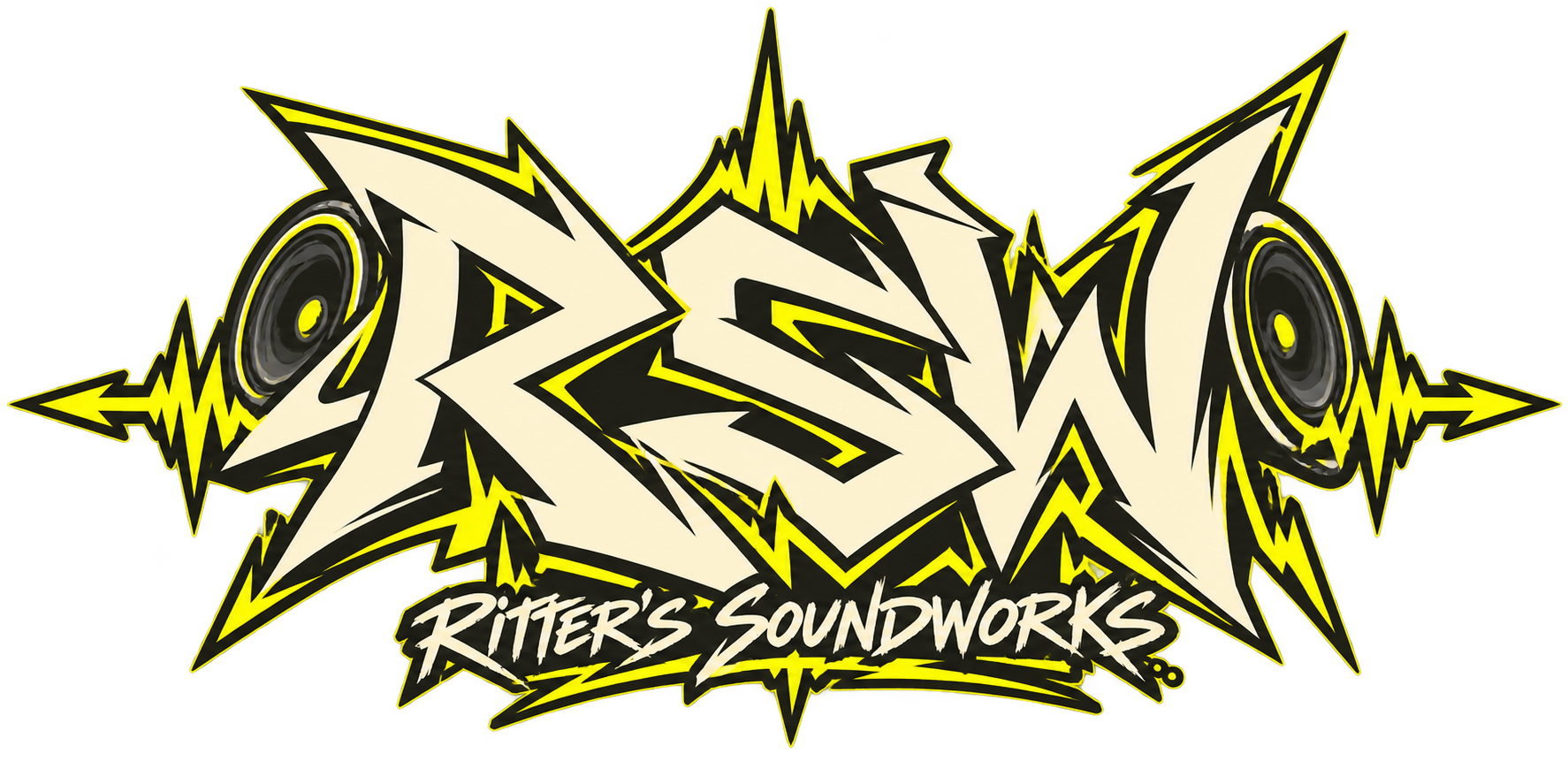 Wild Signal graffiti exploration: angular cream and acid-yellow RSW lettering with sound-wave extensions