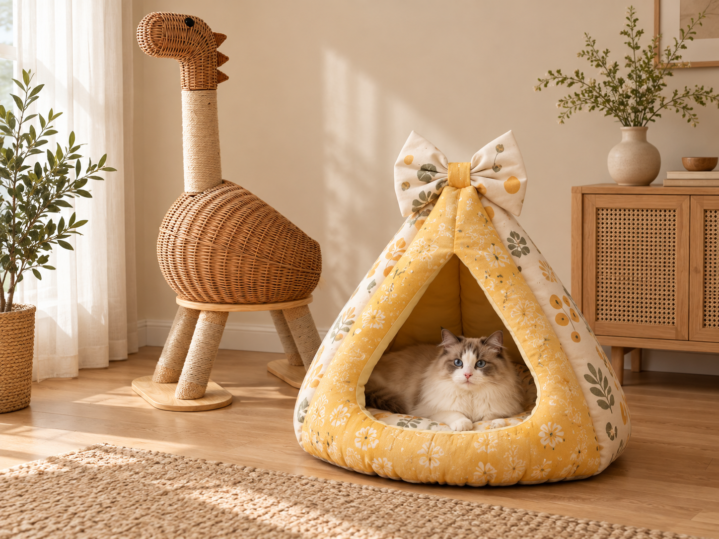 Woven rattan pet products wholesale collection