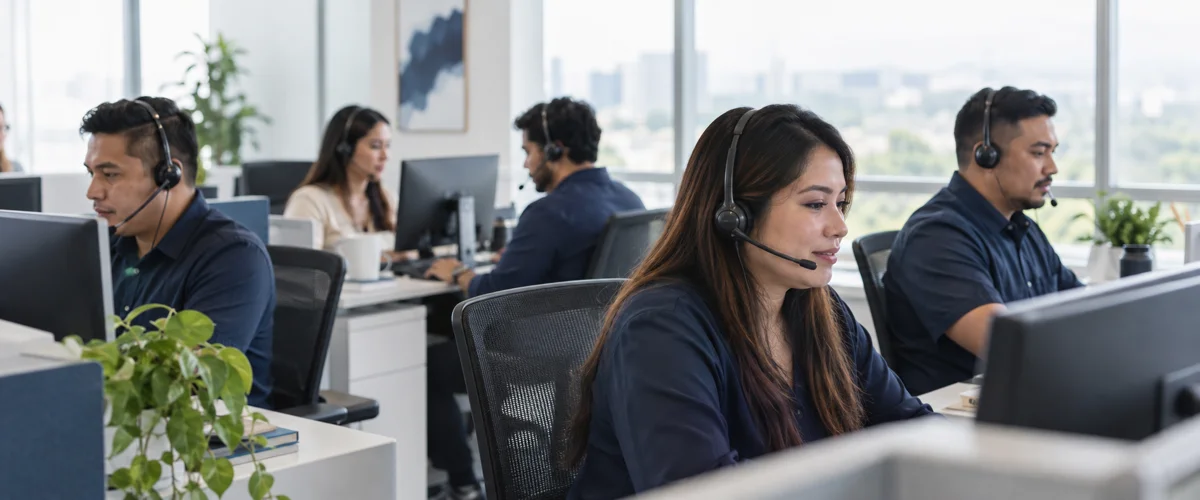 Illustrative remote calling team at work