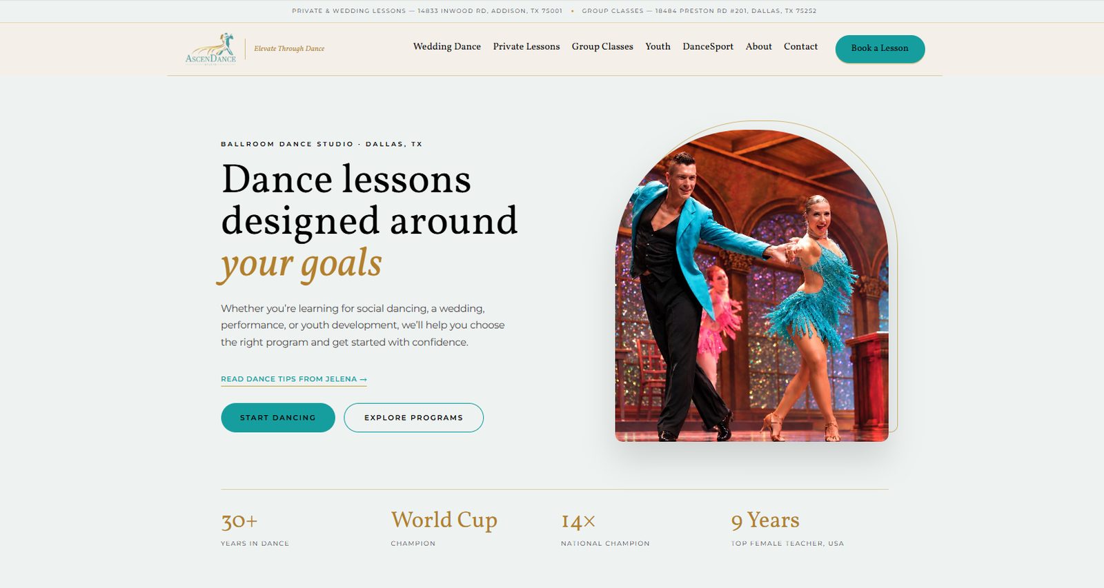 AscenDance Studio website built by Linked Core