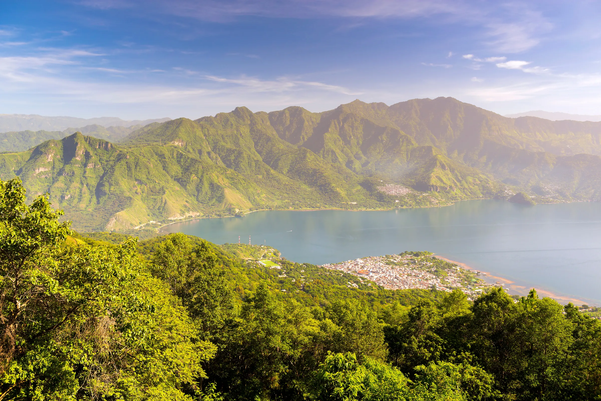 Town on the hillside above Lake Atitlán, Guatemala