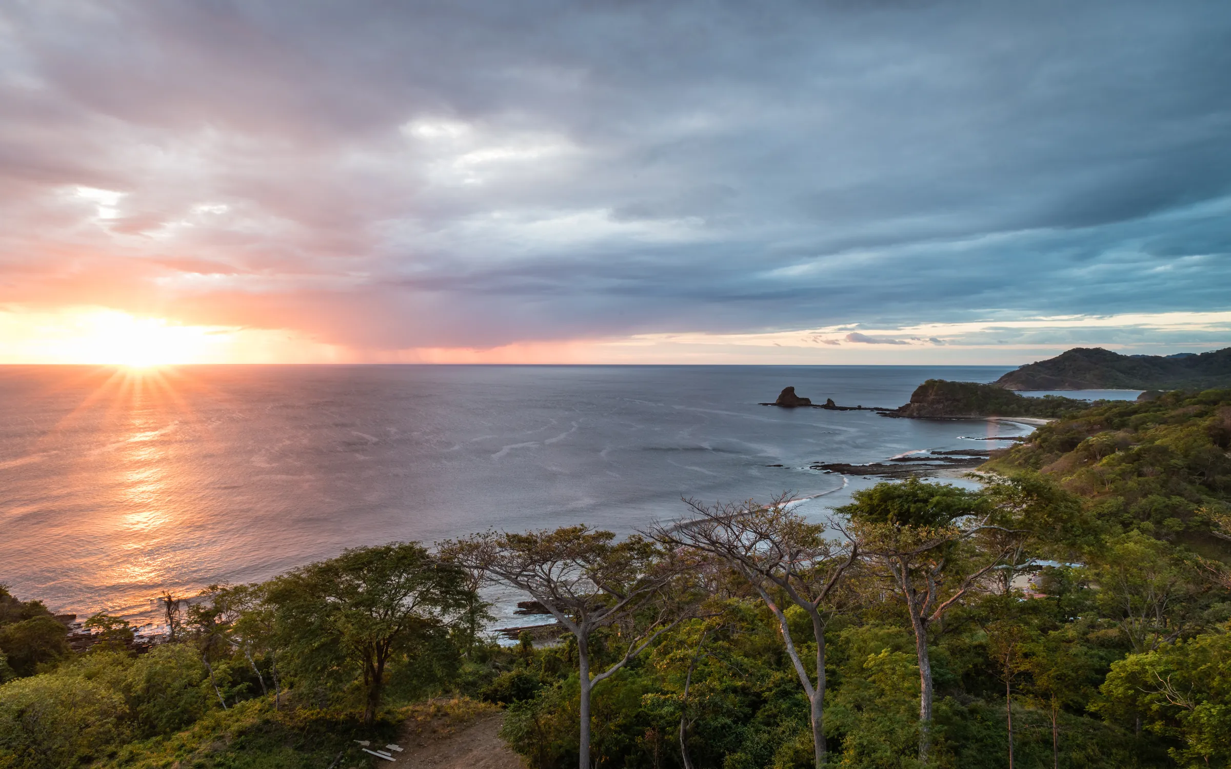 Sunset over the dry forest coastline of Nicaragua’s Pacific coast