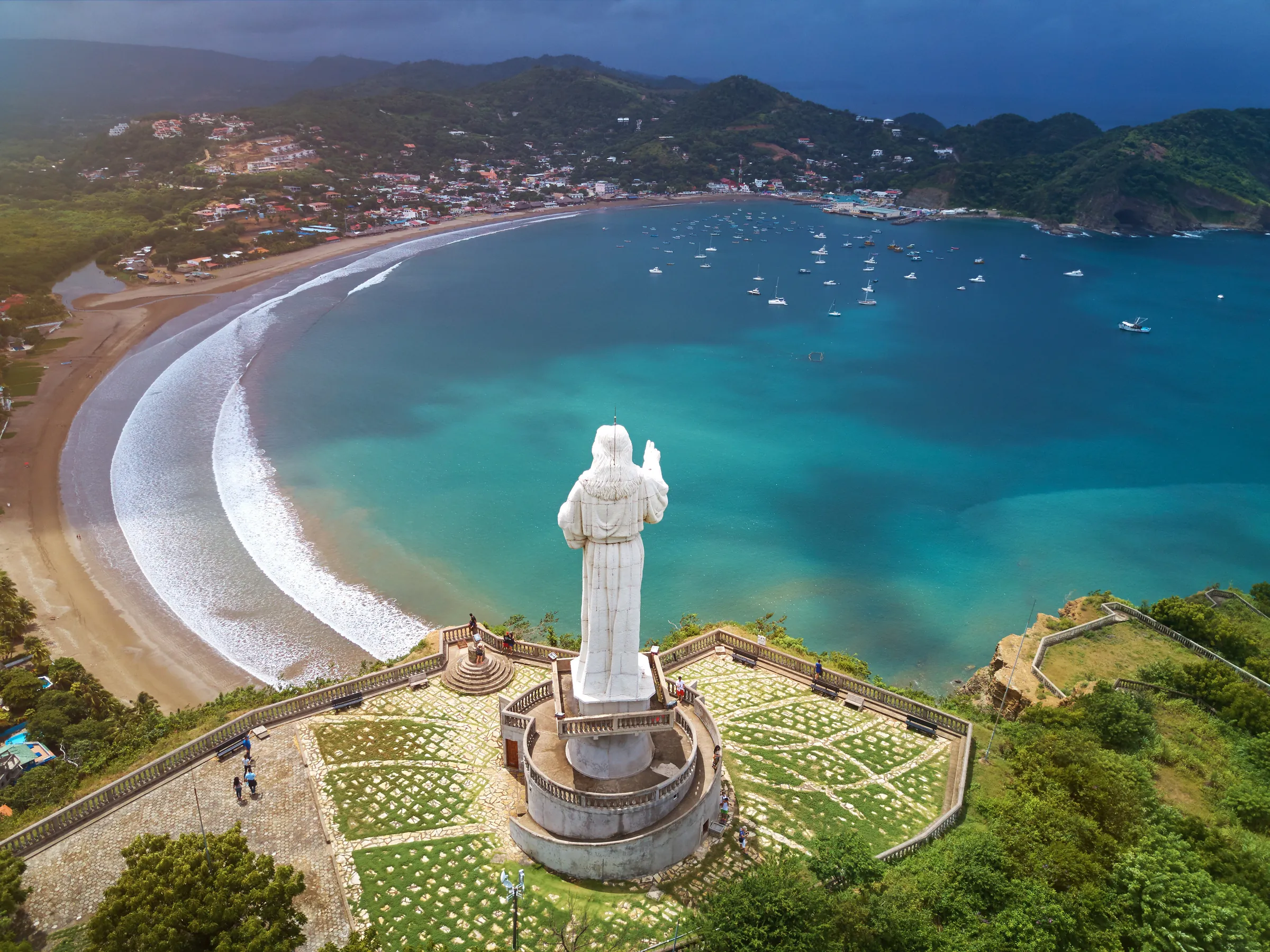 Christ of the Mercy statue above San Juan del Sur bay, Nicaragua
