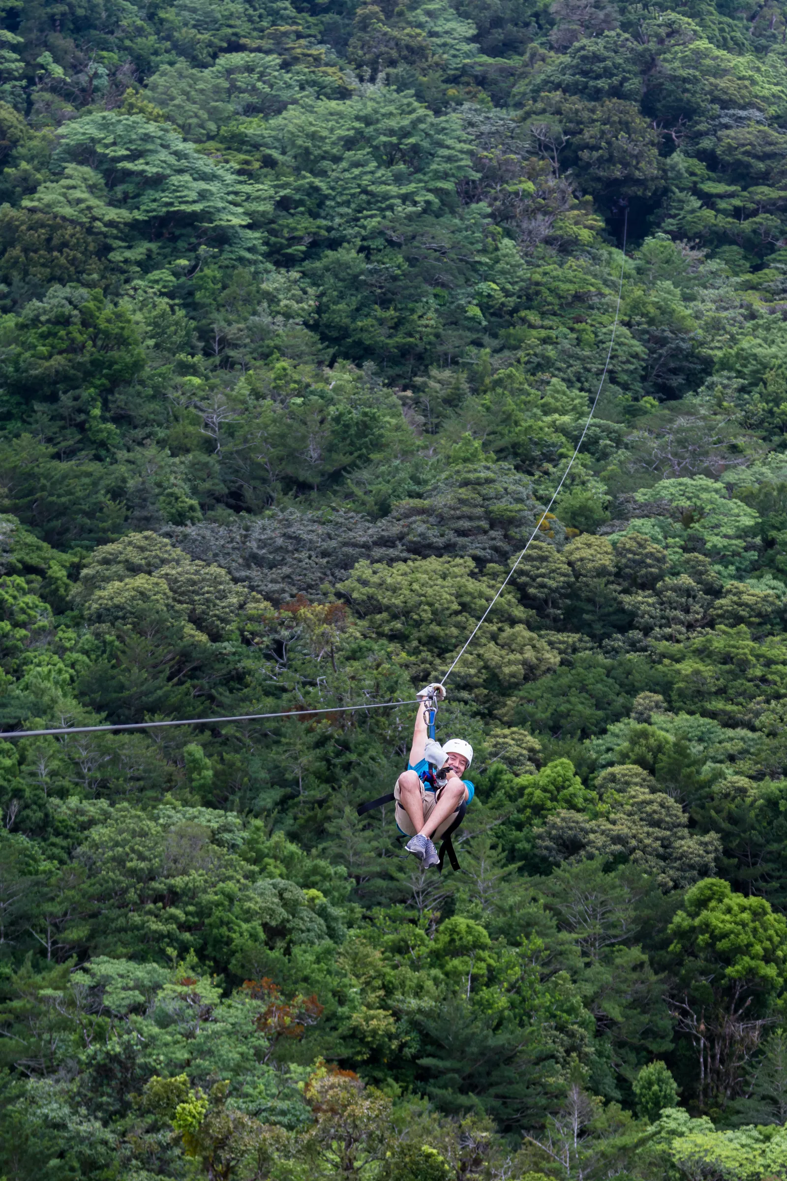 Zip lining through the forest canopy in Costa Rica