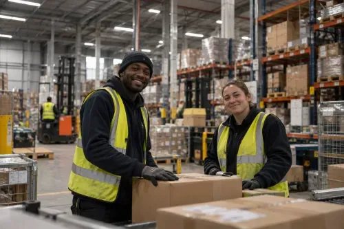 Warehouse team packing orders