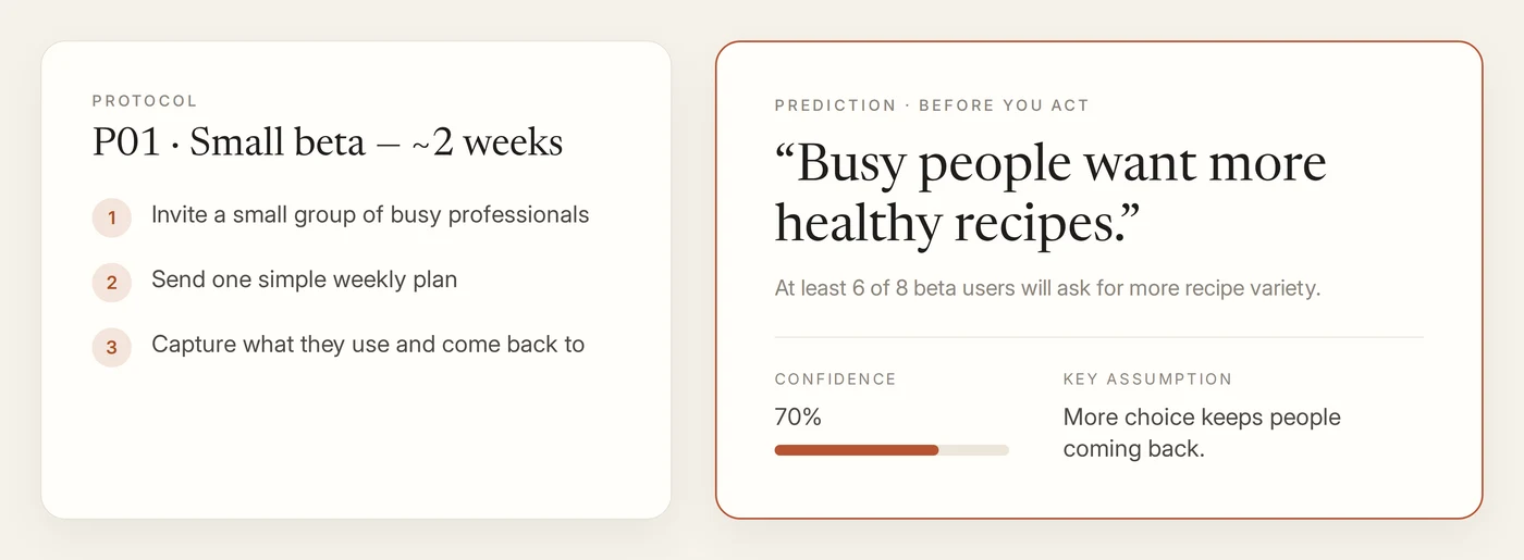 Orbitan Decompose screen from a real Build: Healthy Meal Planner.
