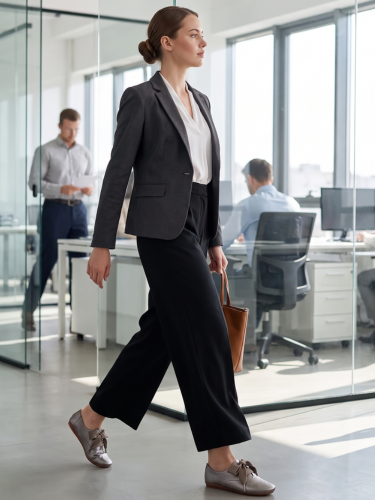 Wearing Stella flats at work