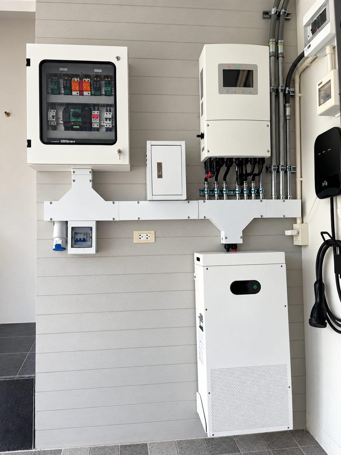 A home battery inverter and electrical cabinet installation