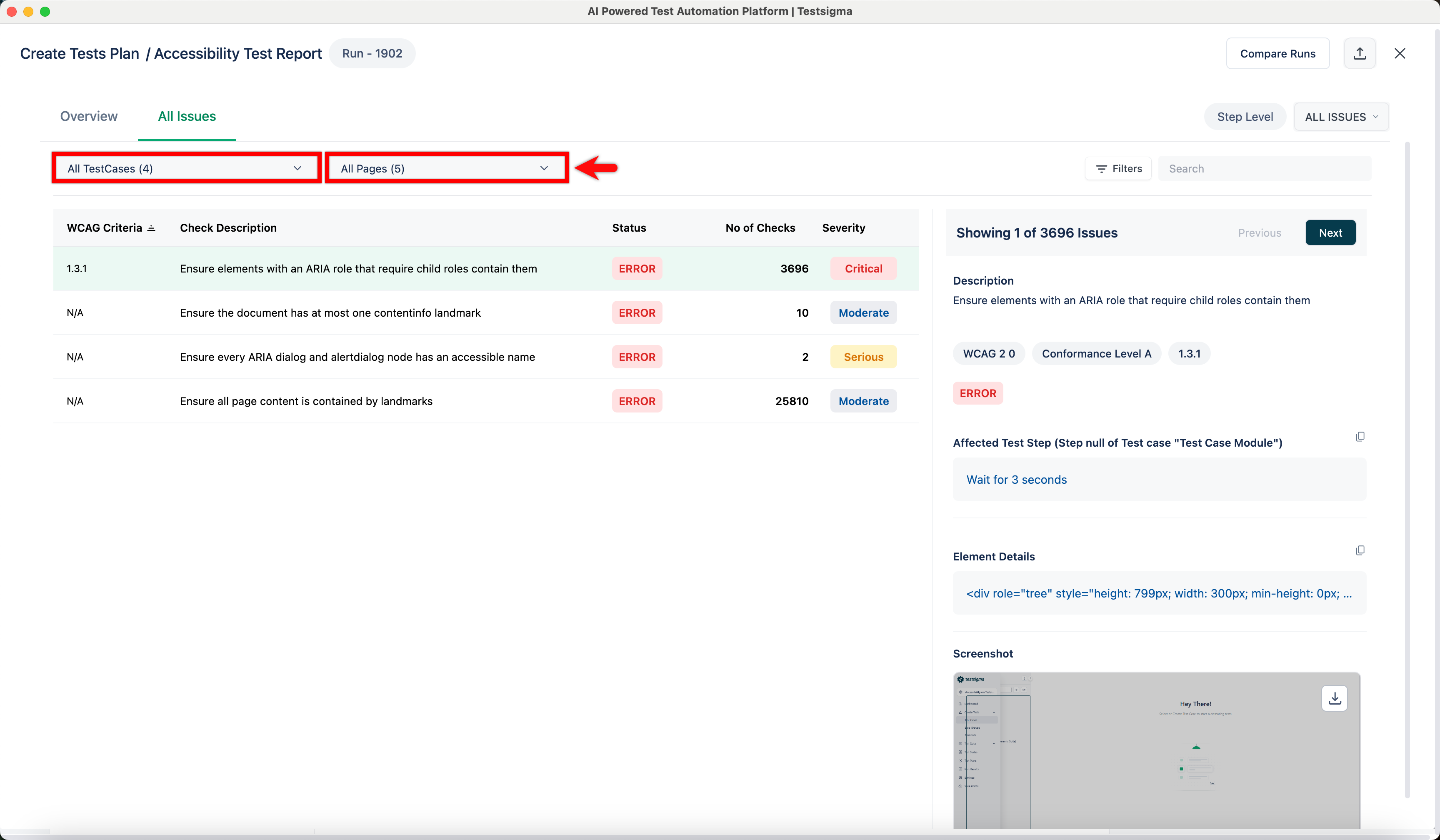 Dropdown filters