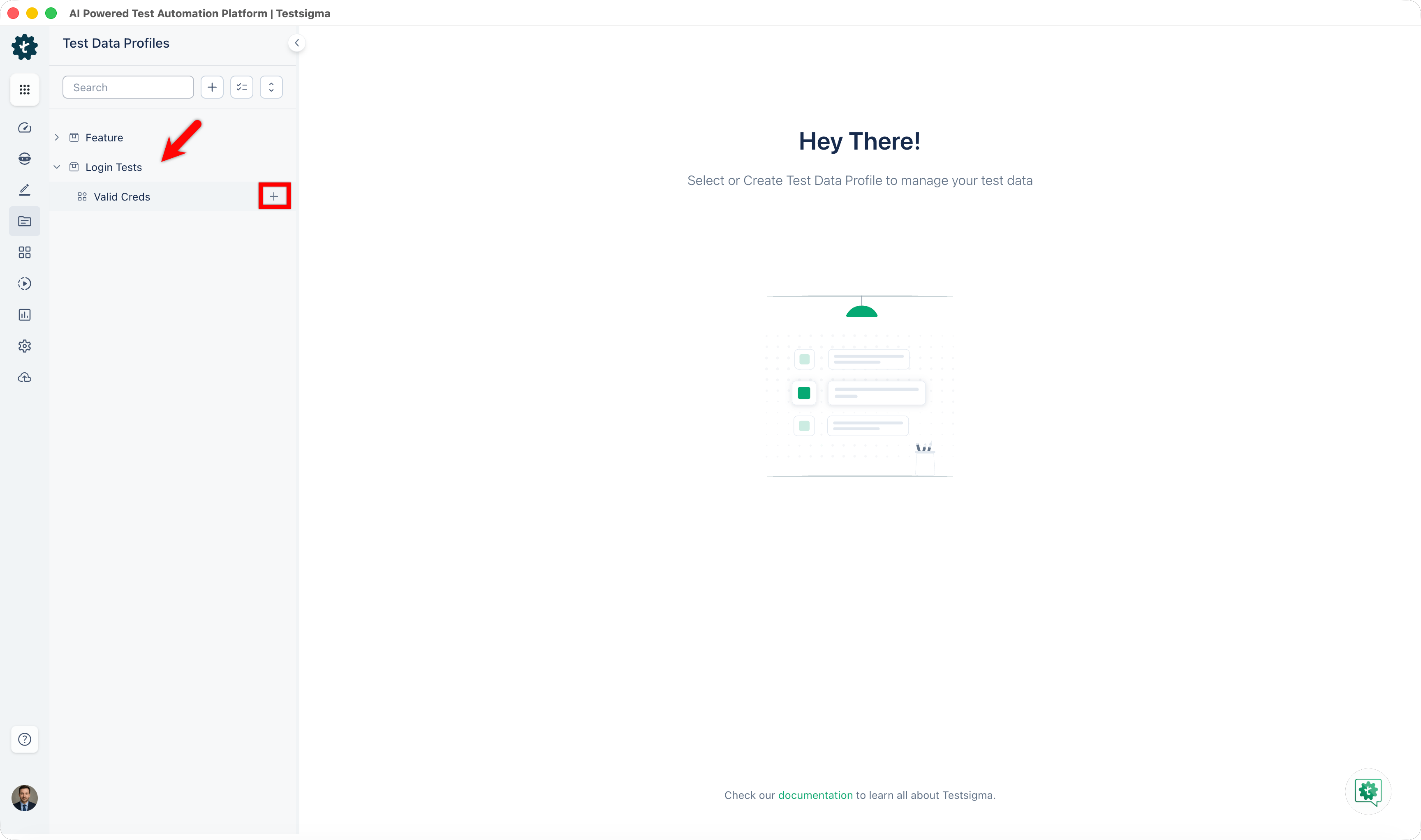 hover over scenario to reveal plus icon