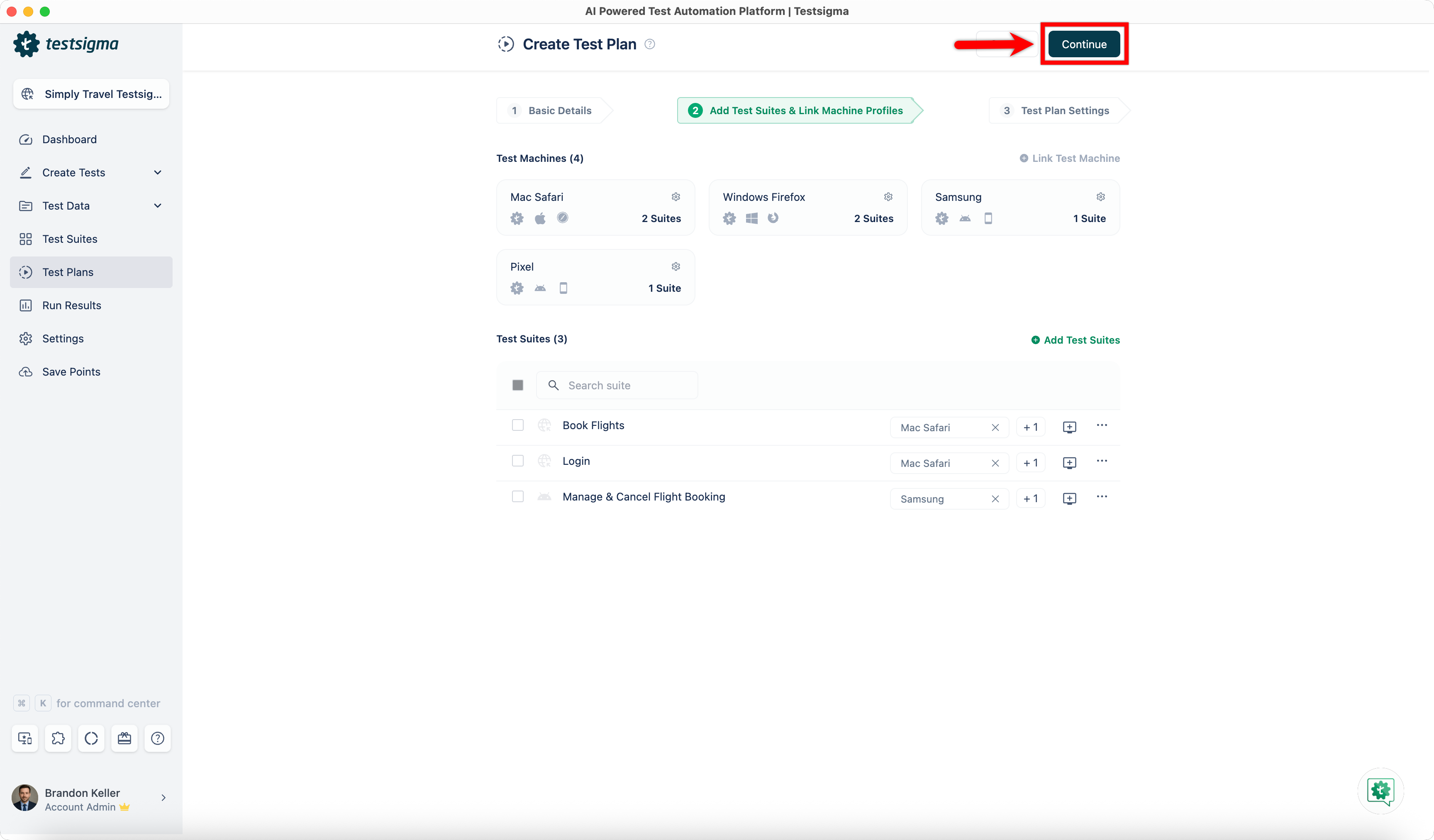 Continue to Settings