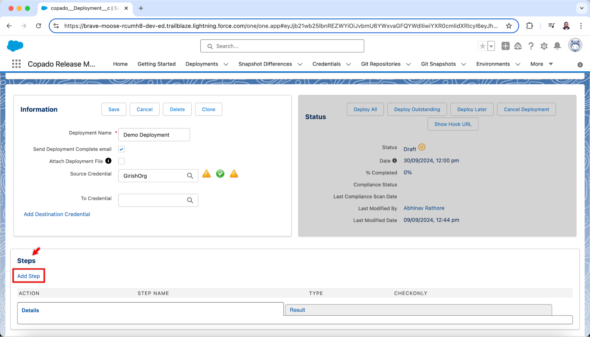 Navigate to Add Step