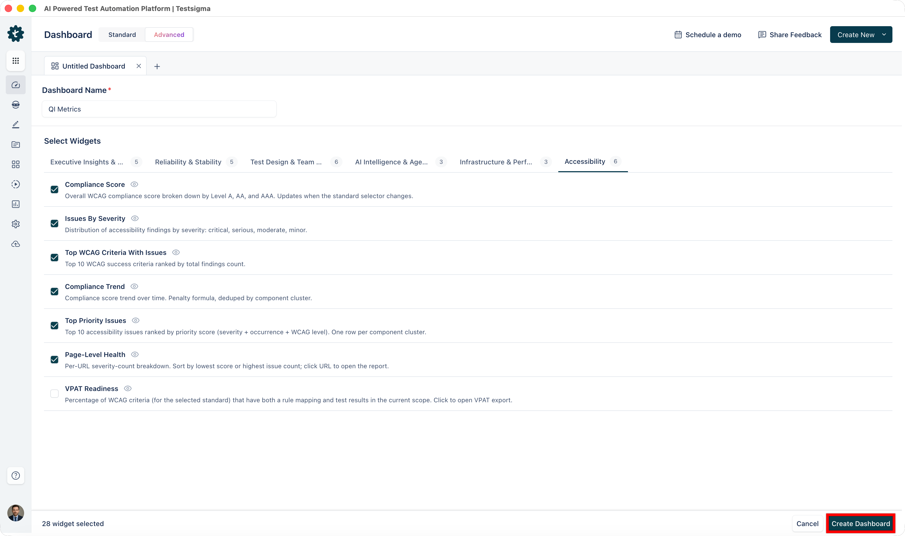 Creating the Dashboard
