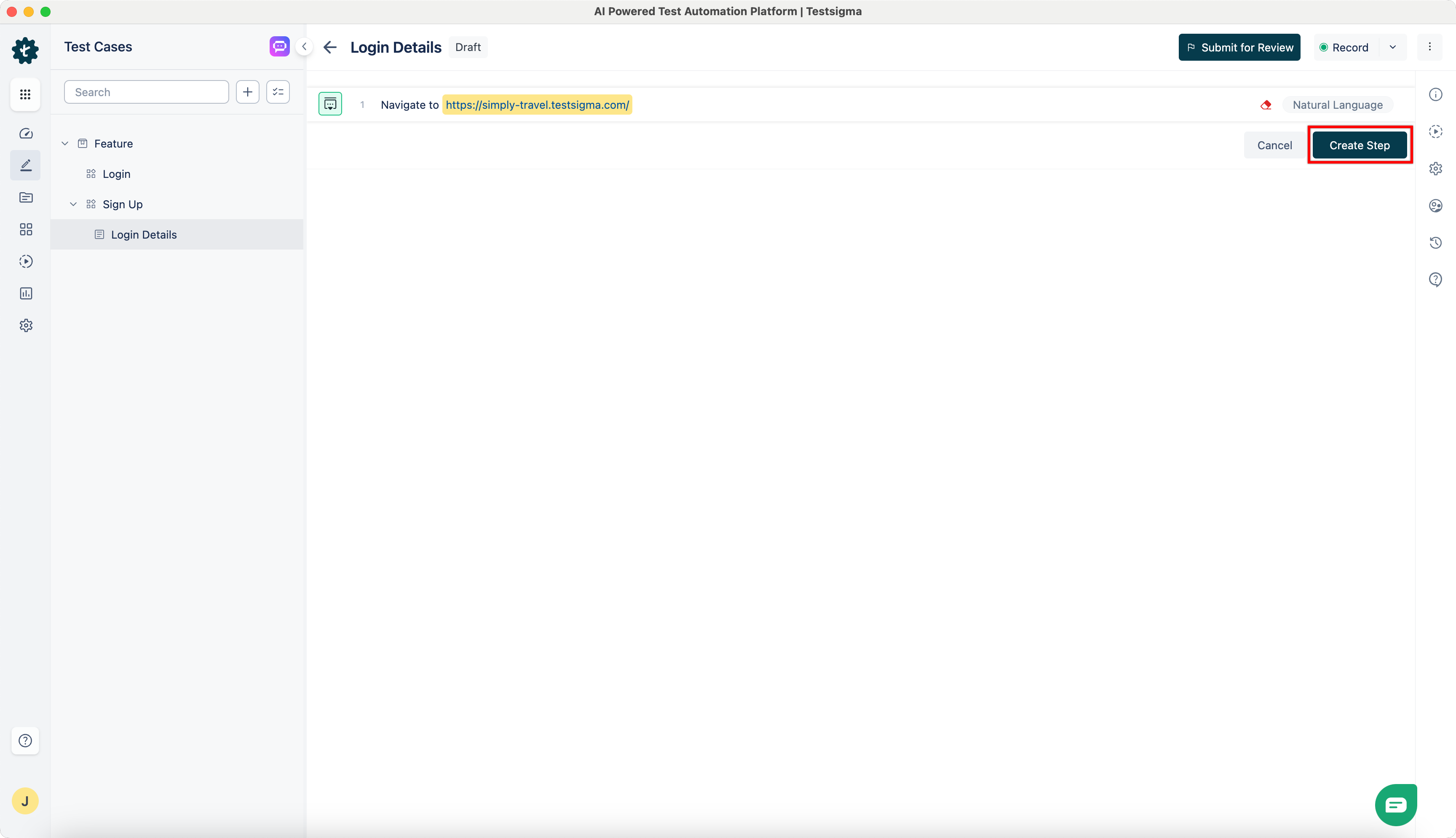 Create Steps Button