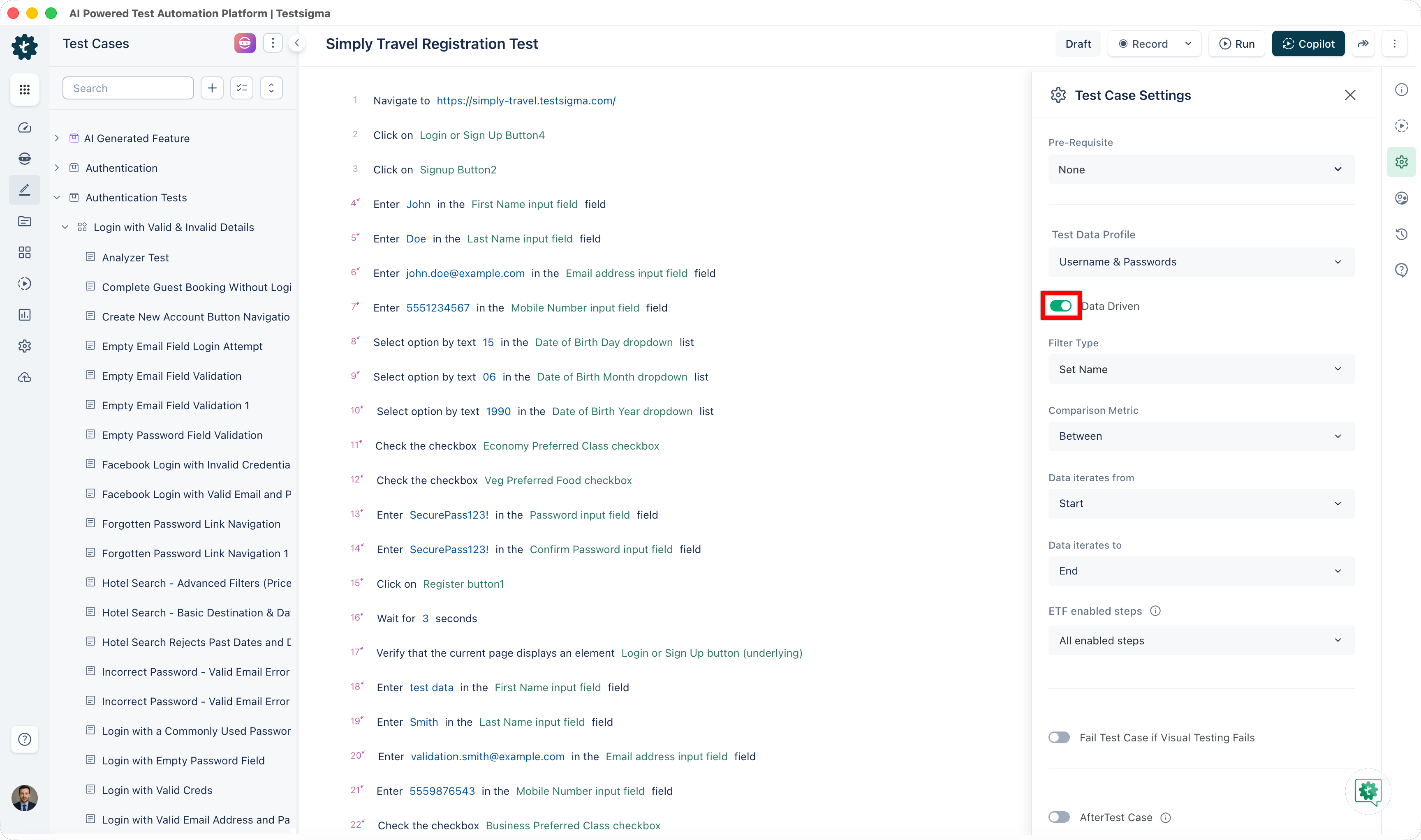 Data-Driven toggle