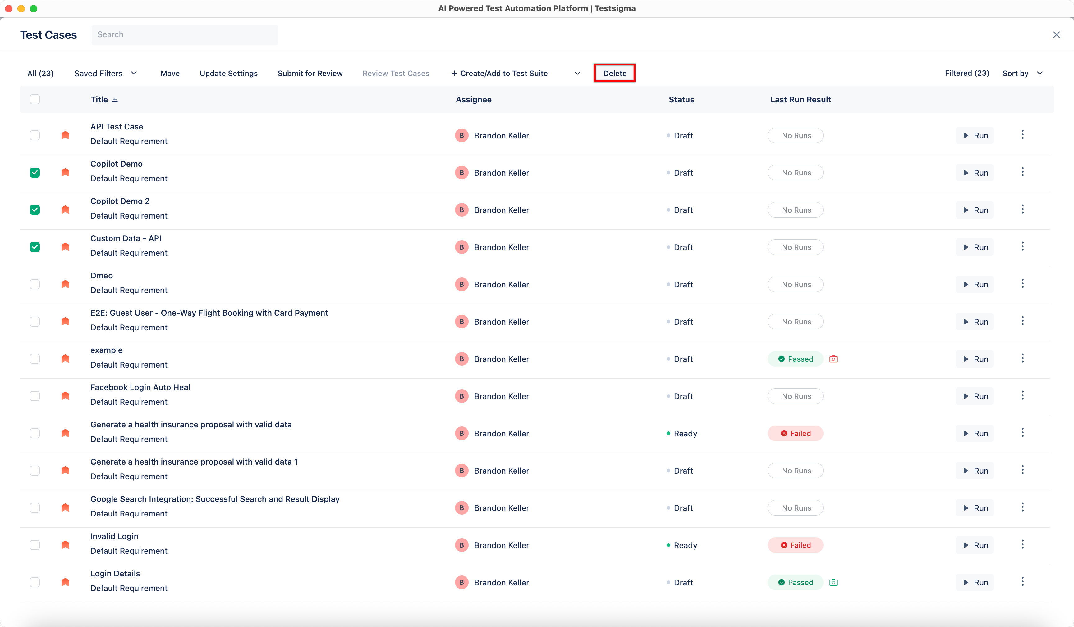 Delete from List View