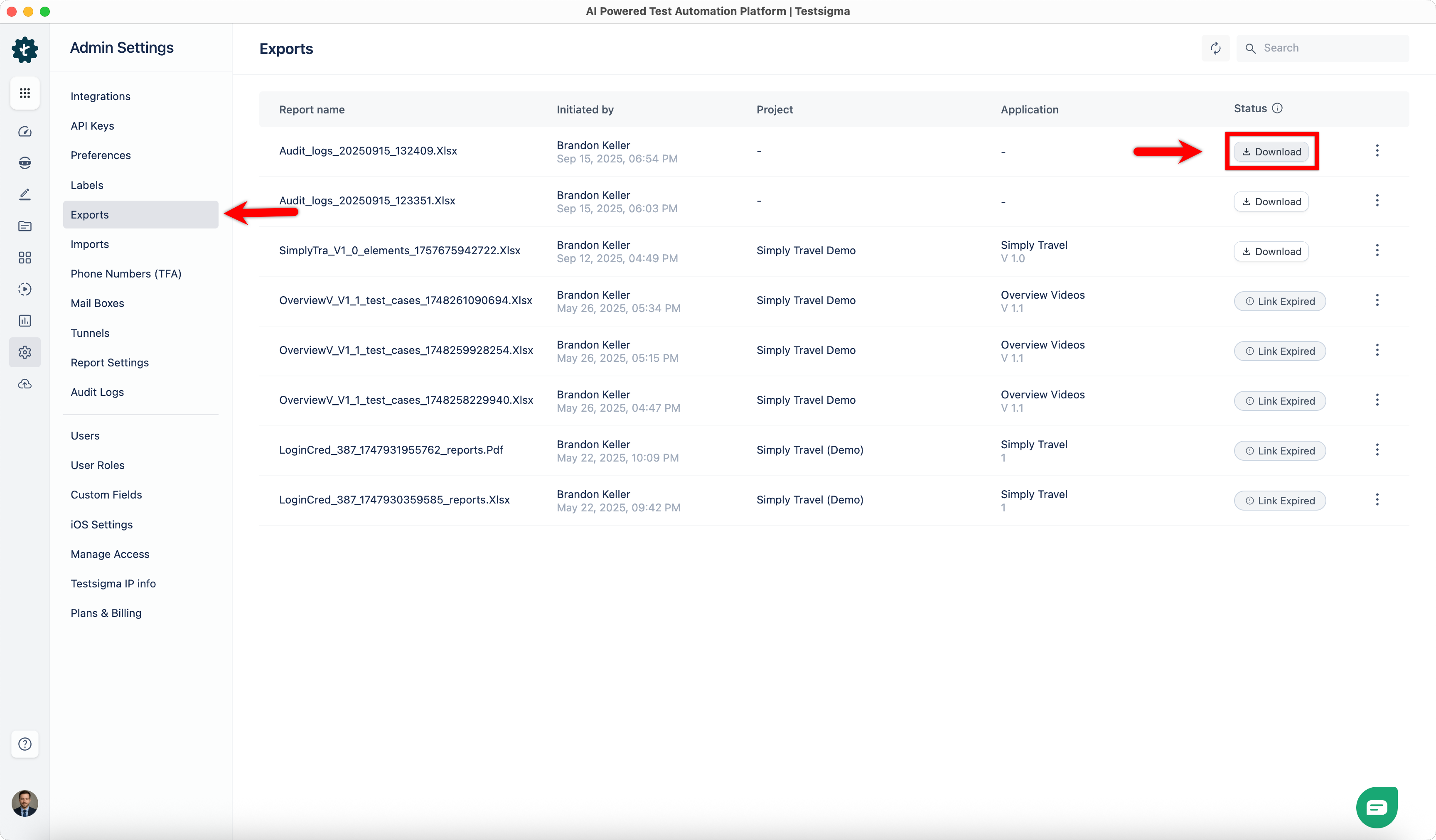 Download Audit Logs
