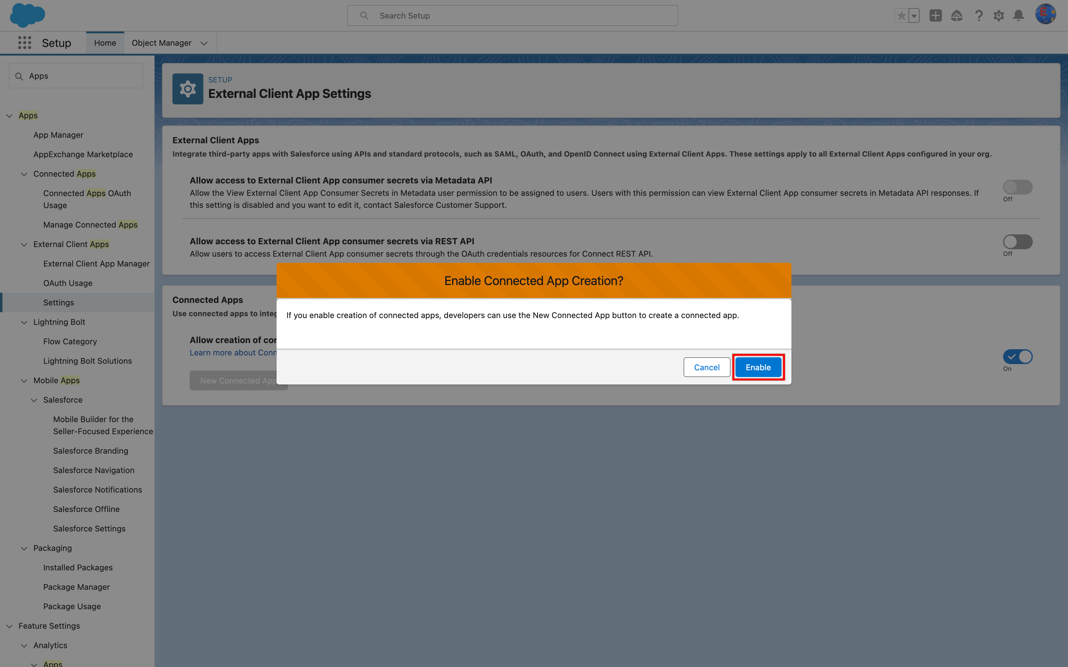 enable connected apps 4
