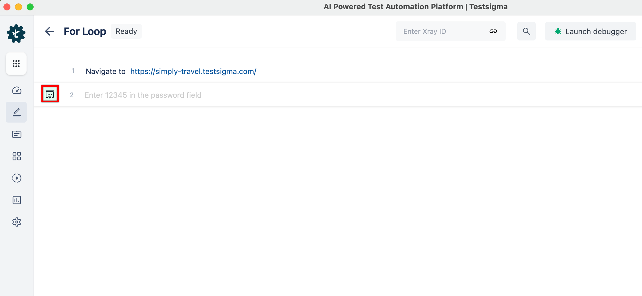 Option on Test Step