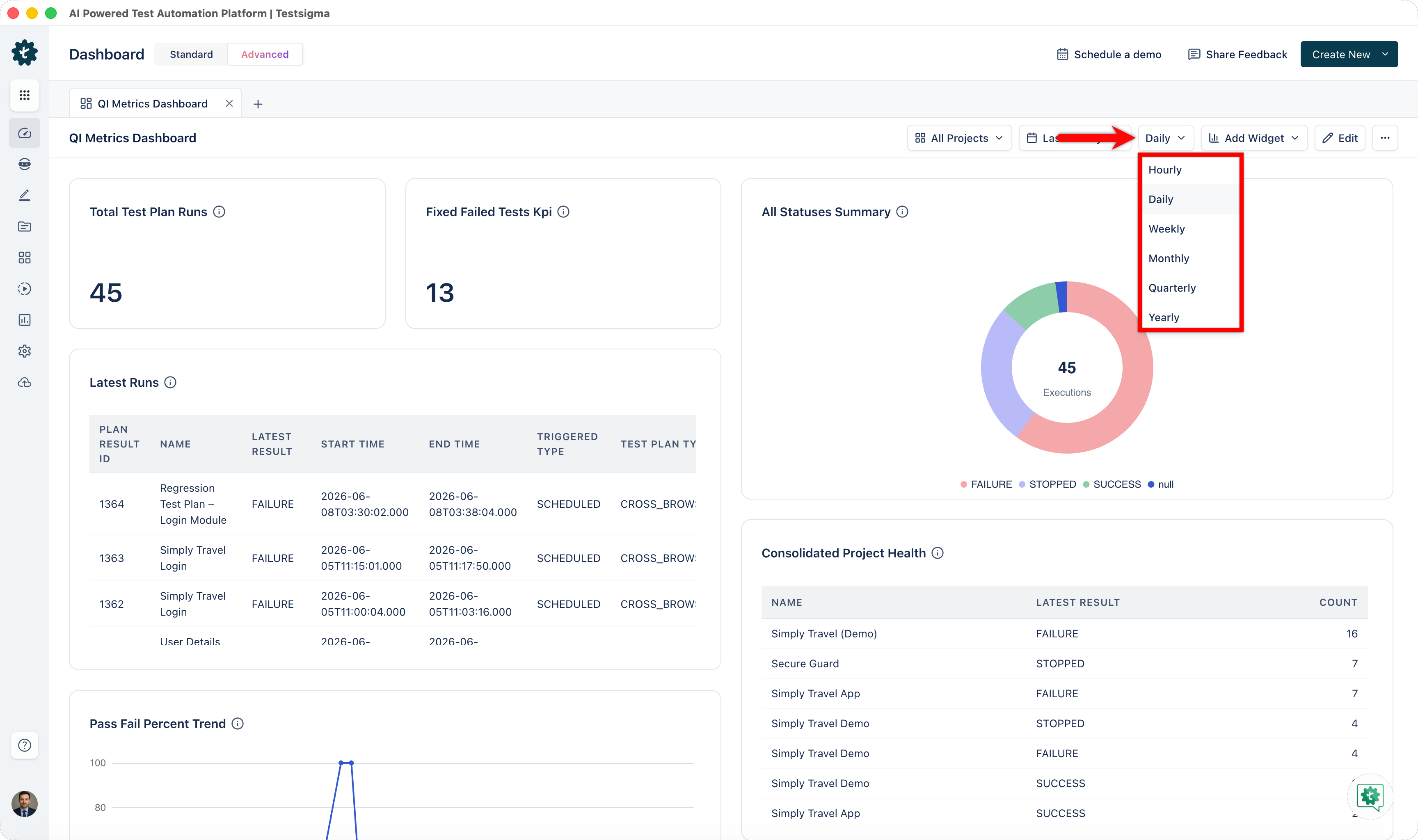 Interval Filter for Dashboard