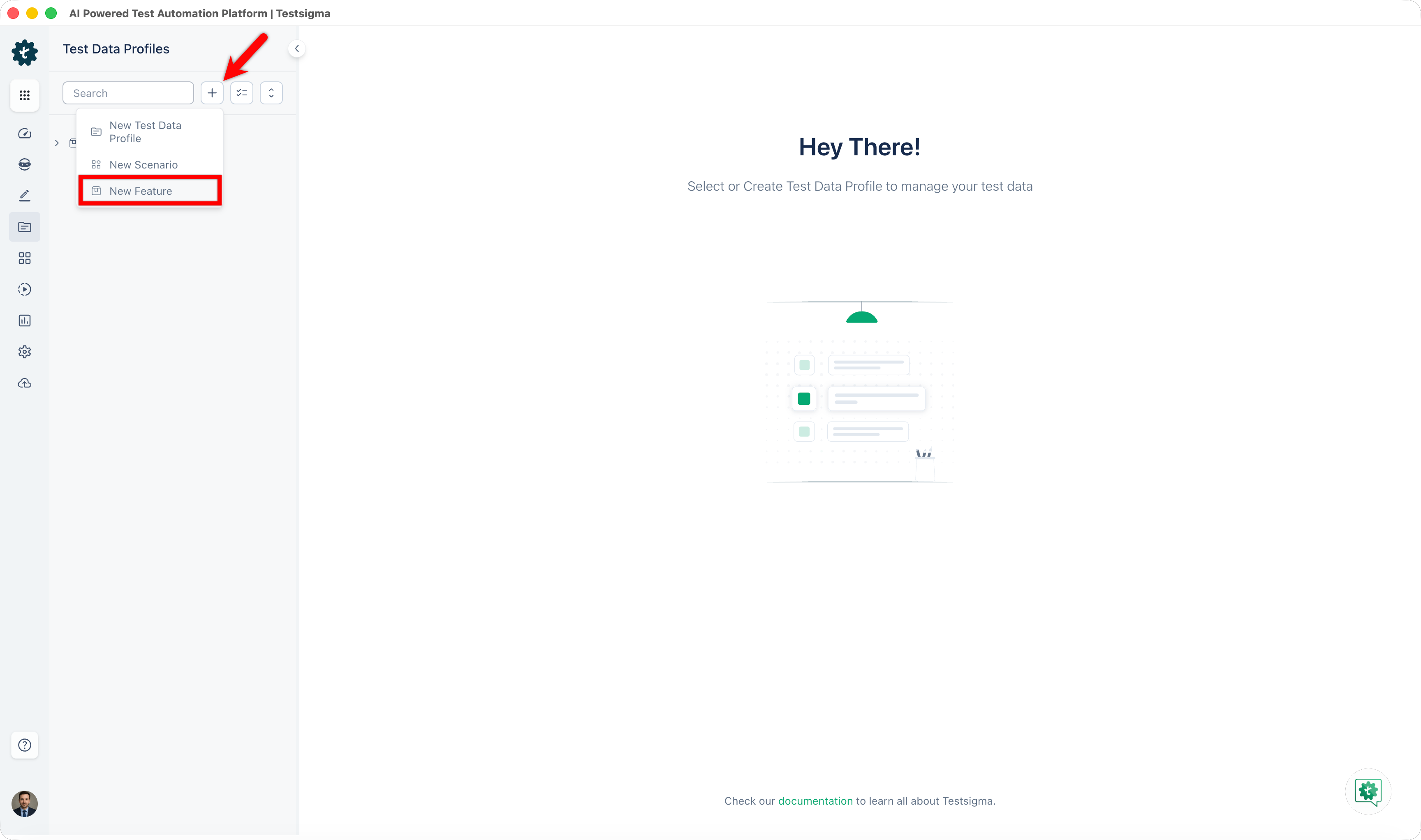 select new feature from dropdown
