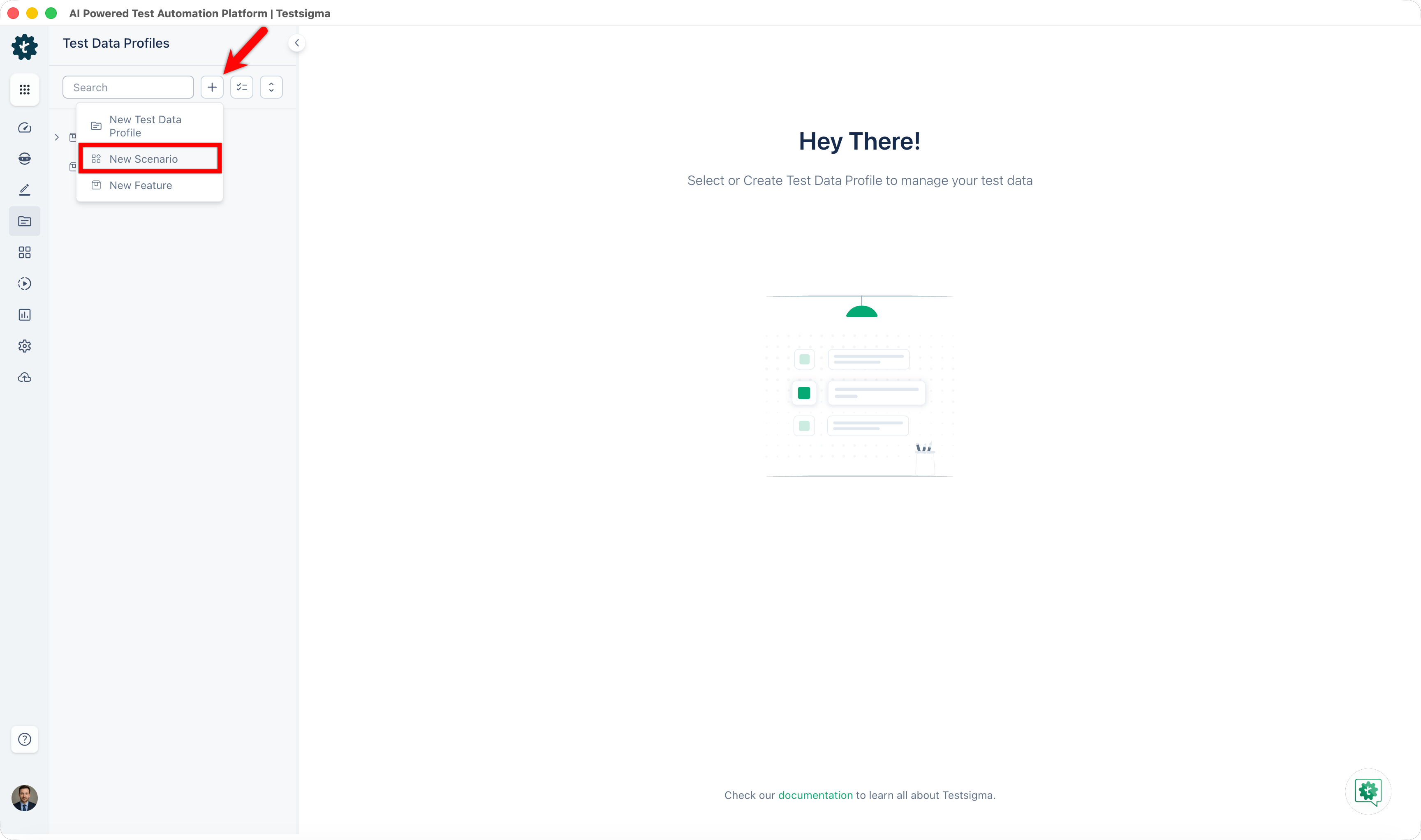 select new scenario from dropdown