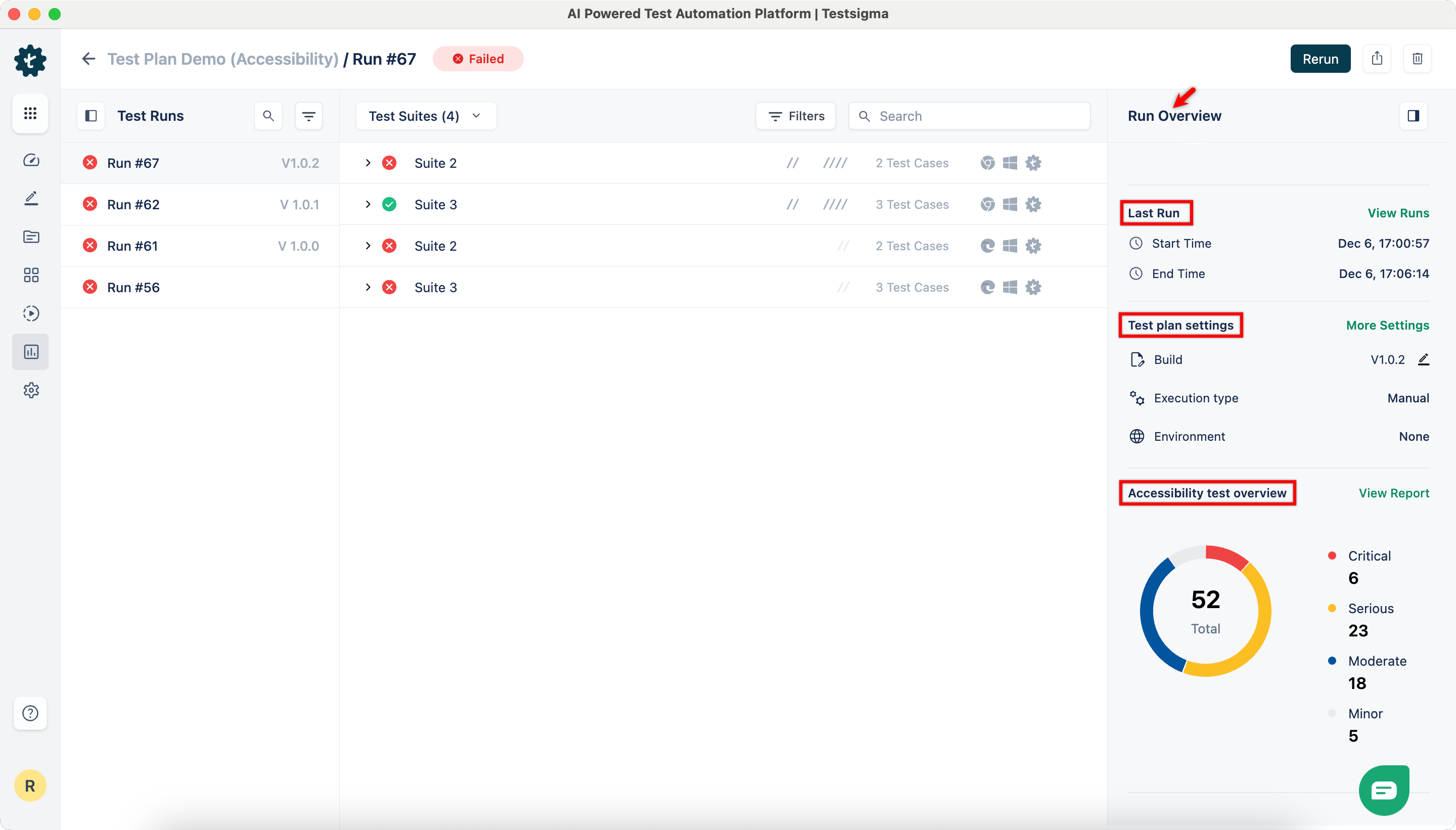 Run Overview Section
