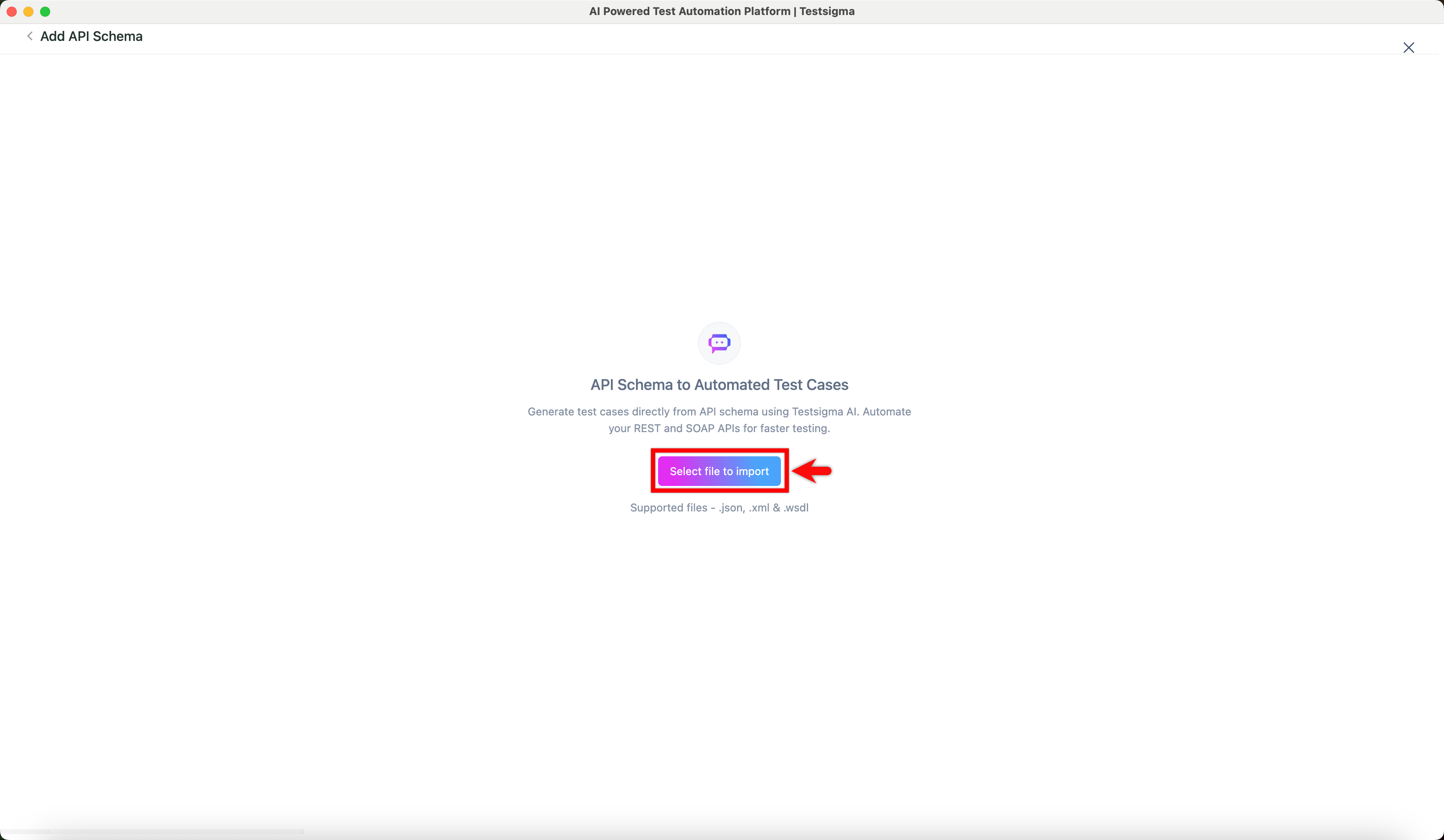 Select file to import