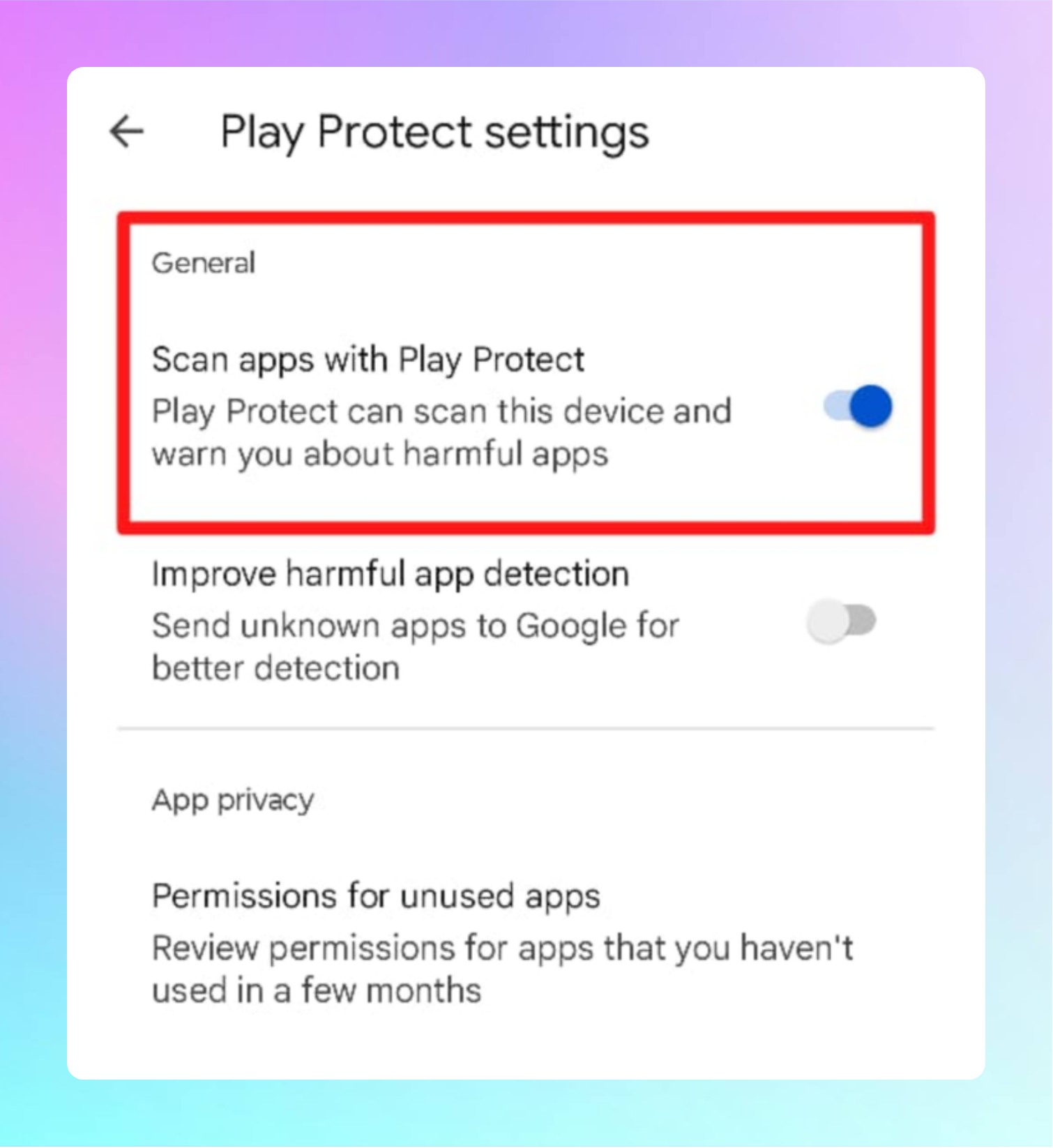 Play Protect Settings