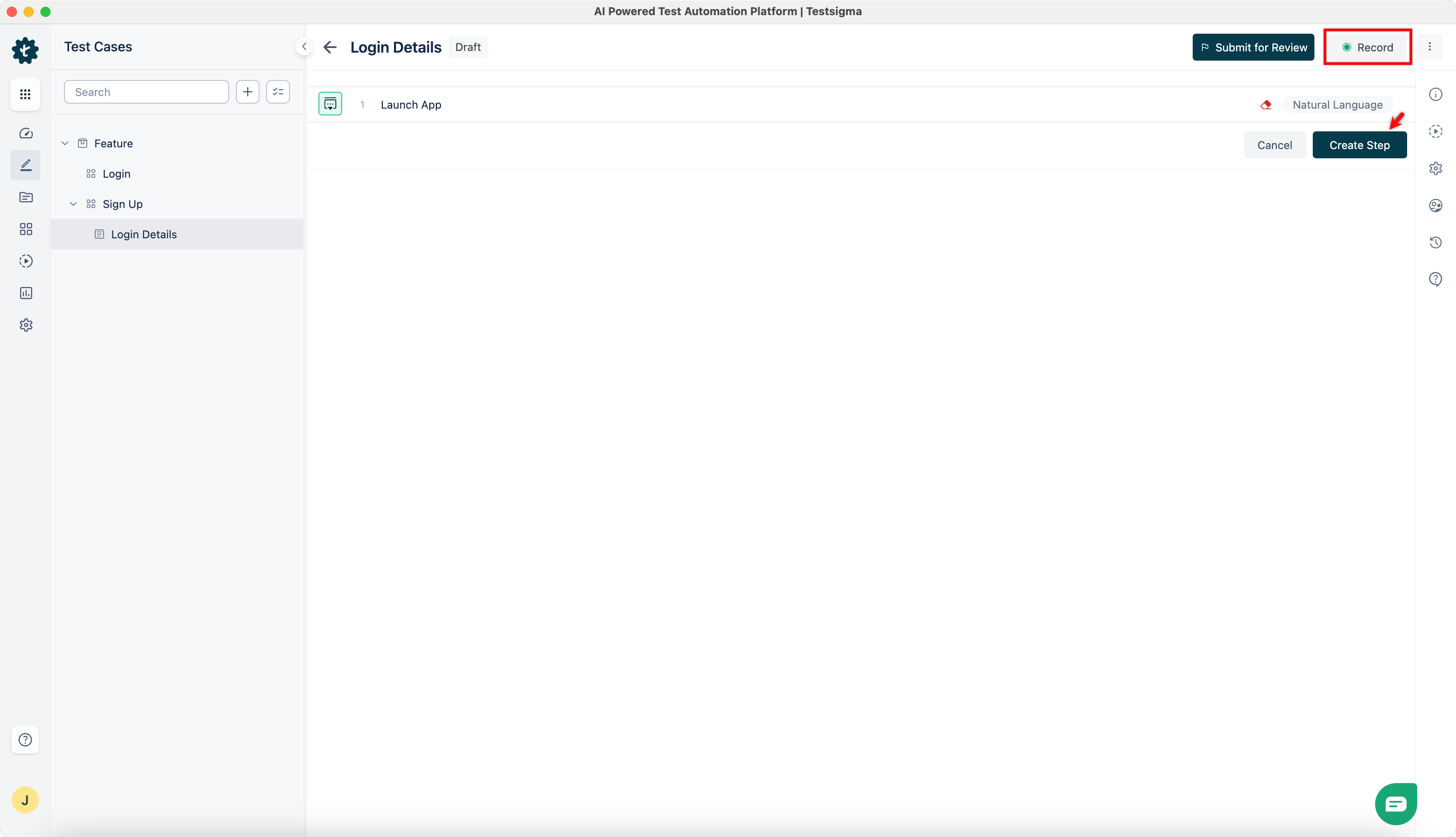 Start Test Case Steps