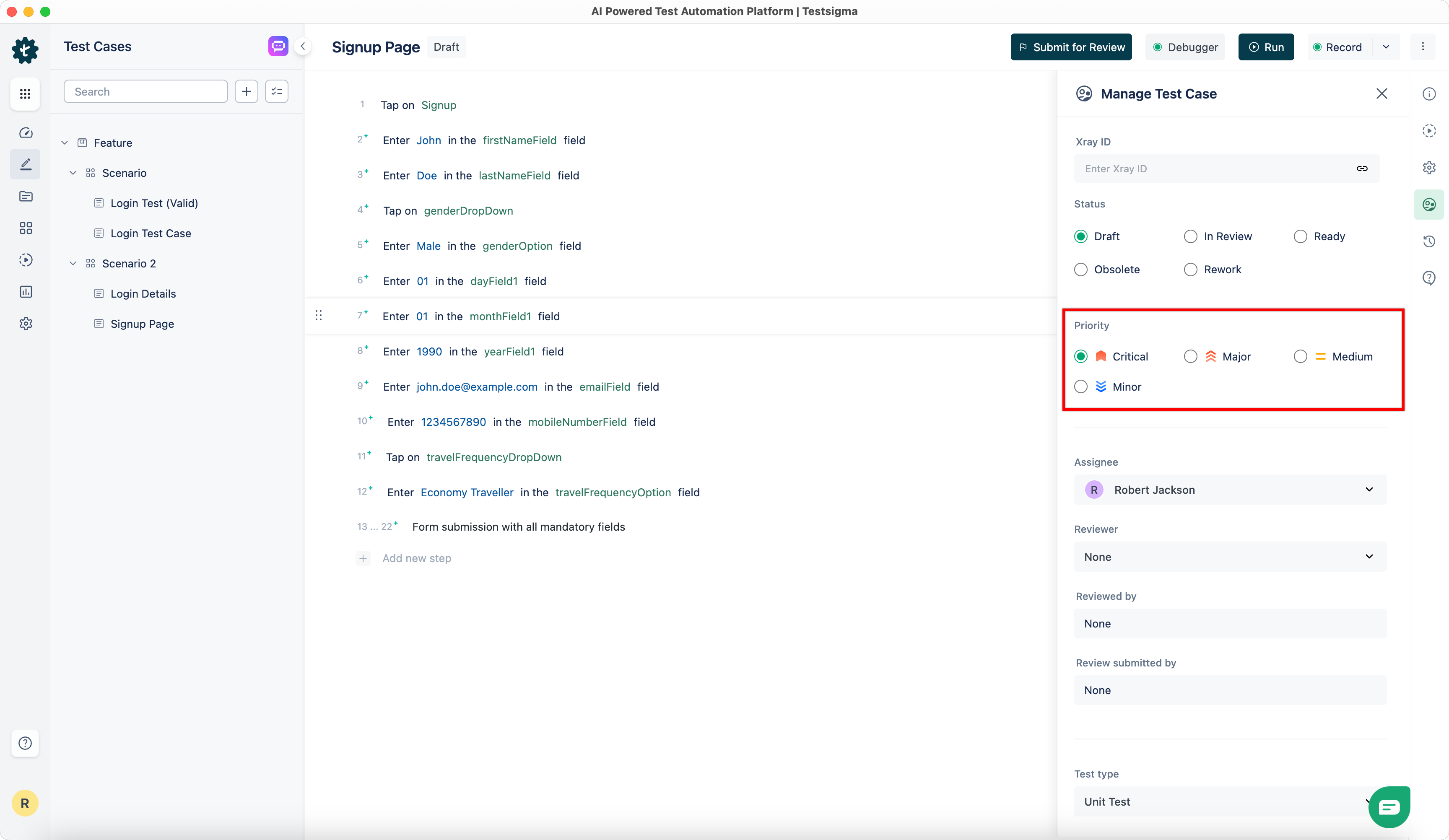 Test Case Priorities