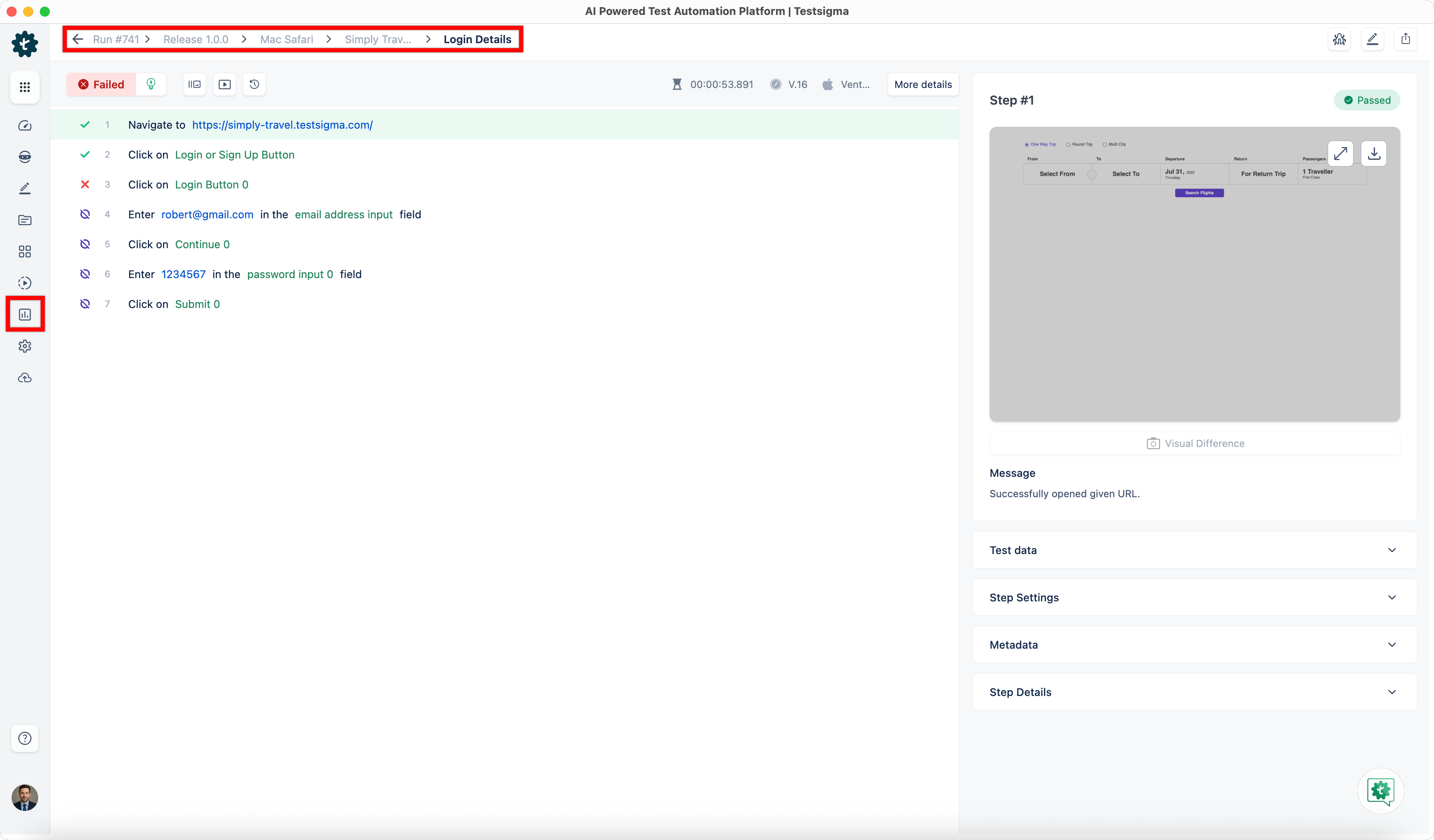 Test Case Result