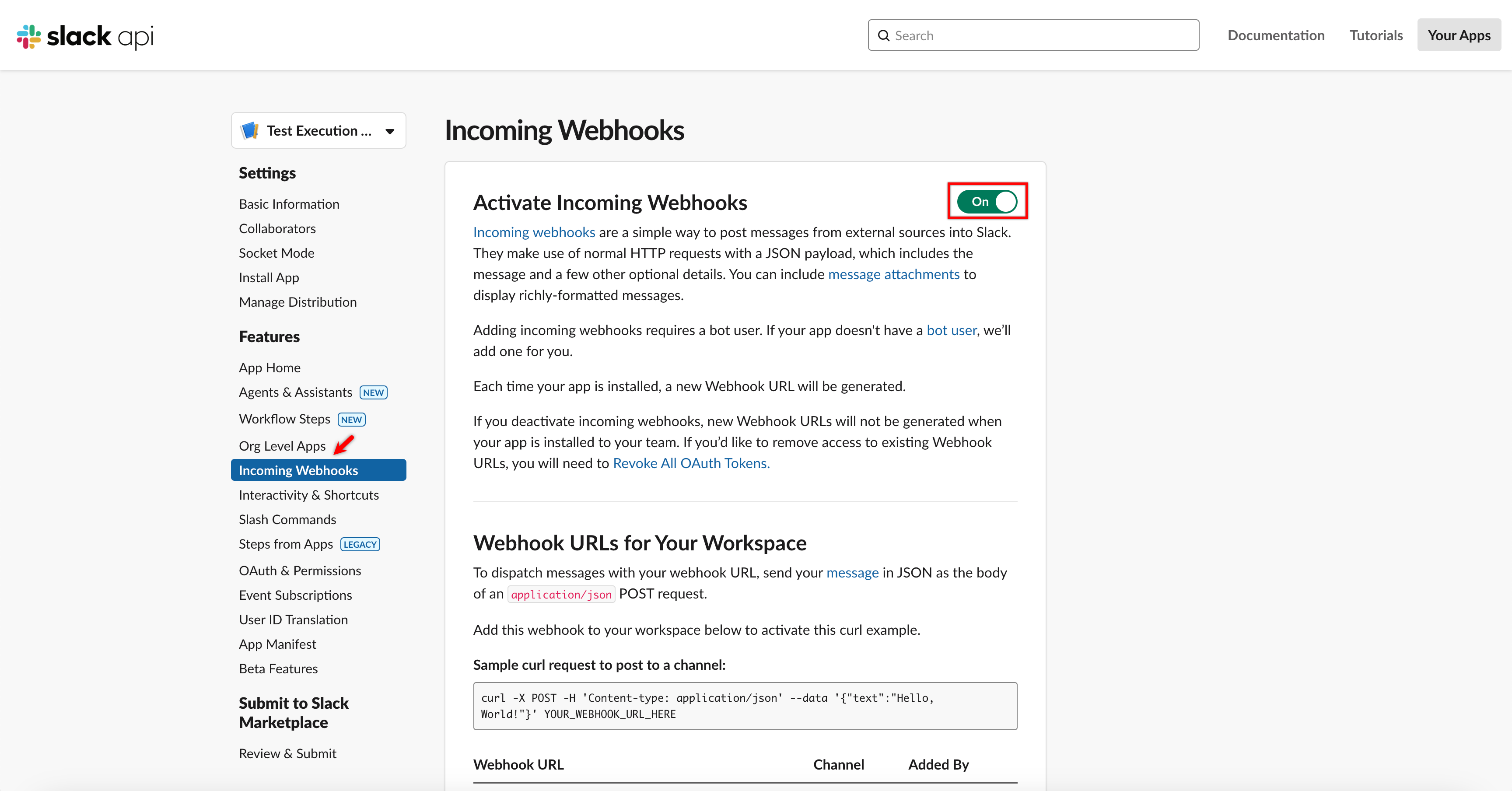 Add New Webhook to Workspace