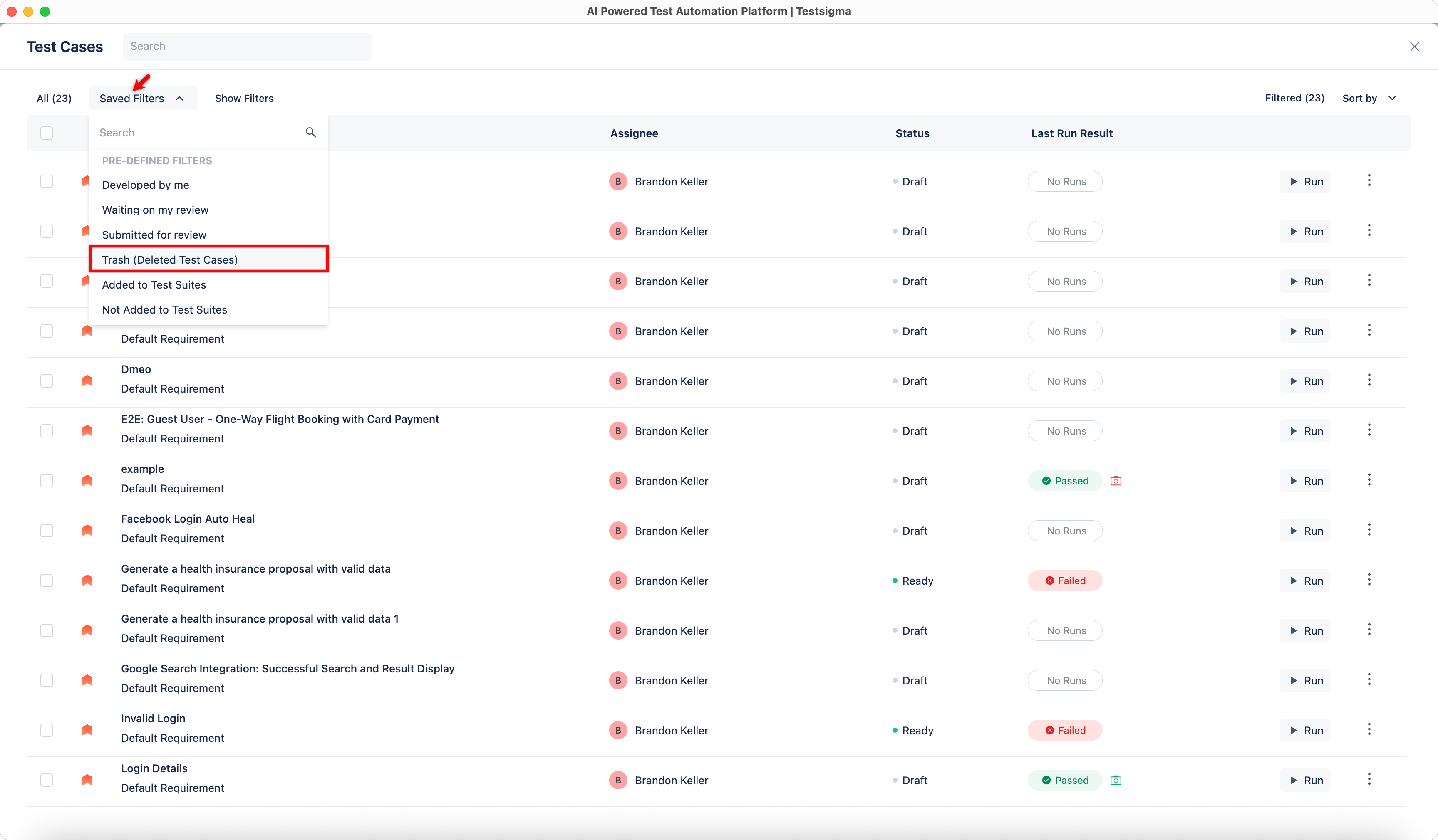Trash (Deleted Test Cases)