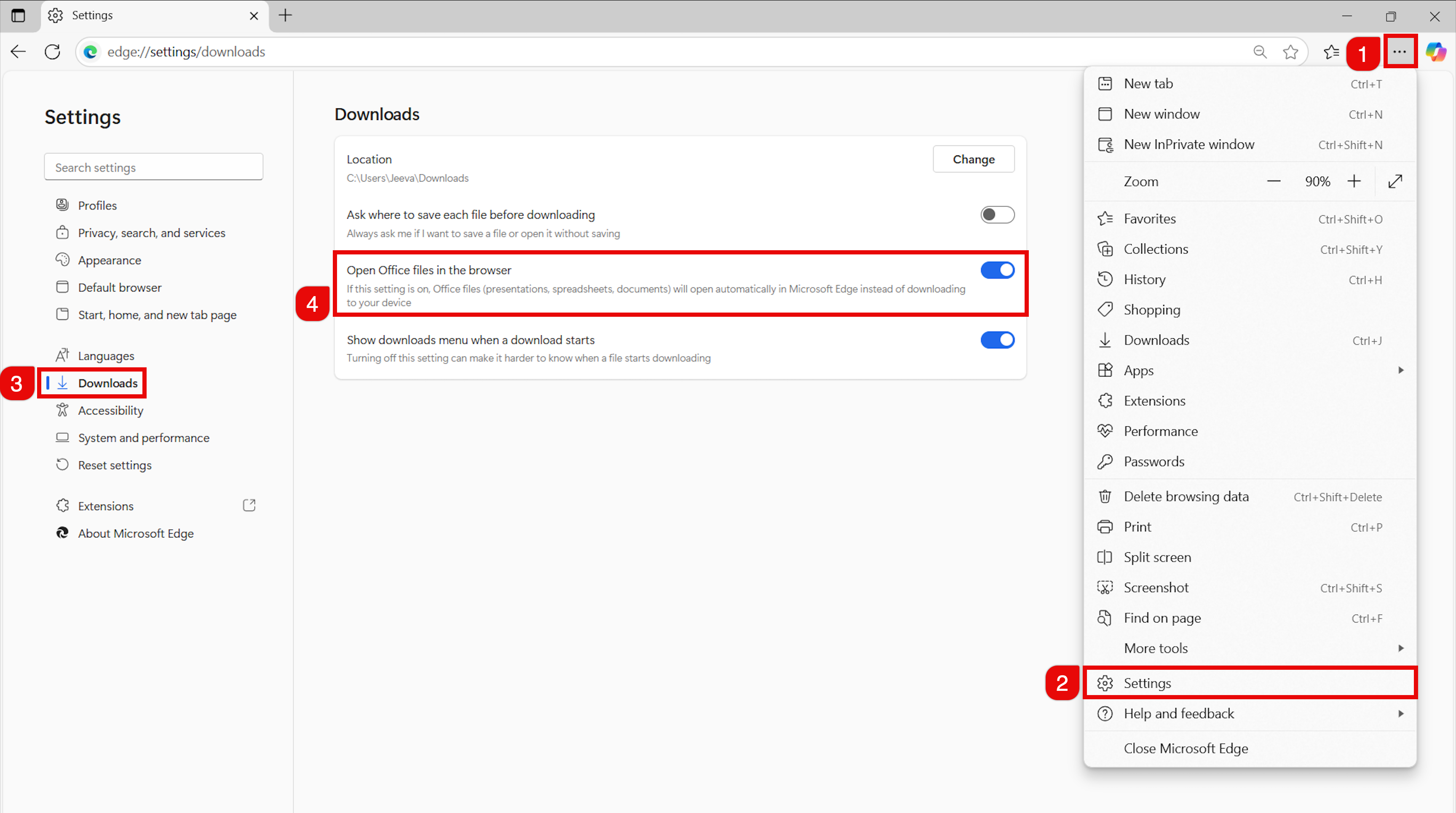 Disable the Open Office files in browser
