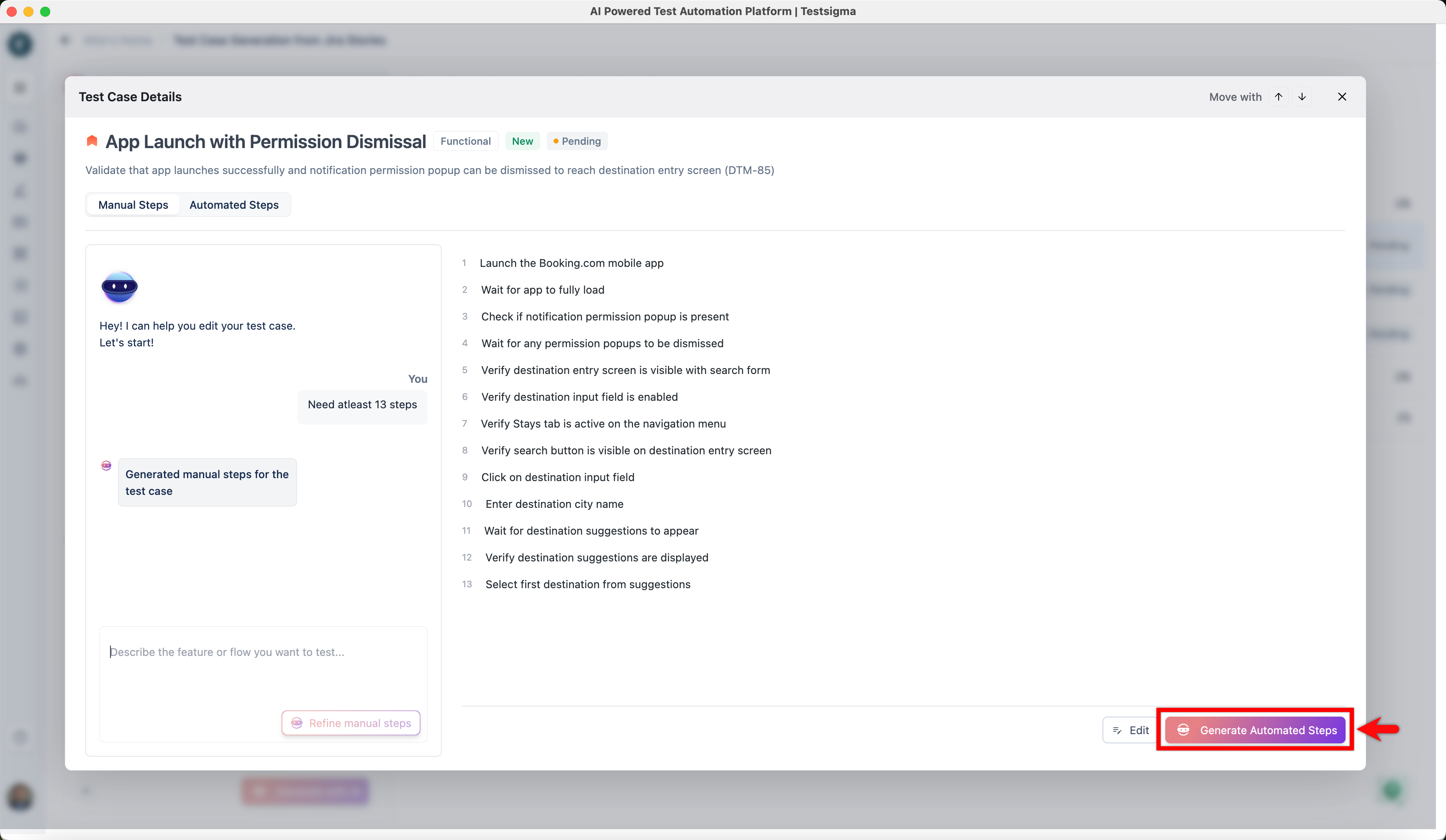 Generate automated steps