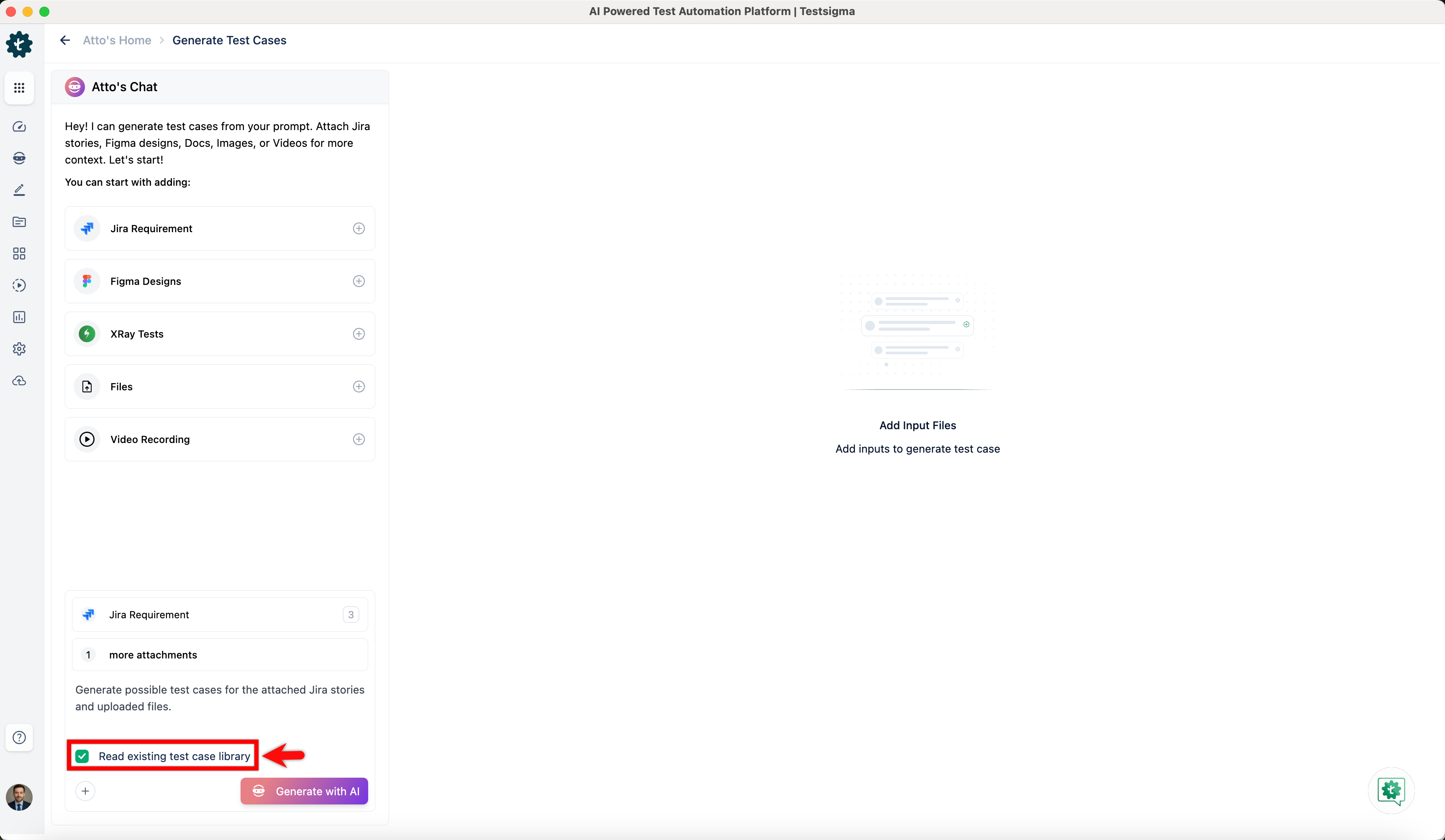 Read existing test case library