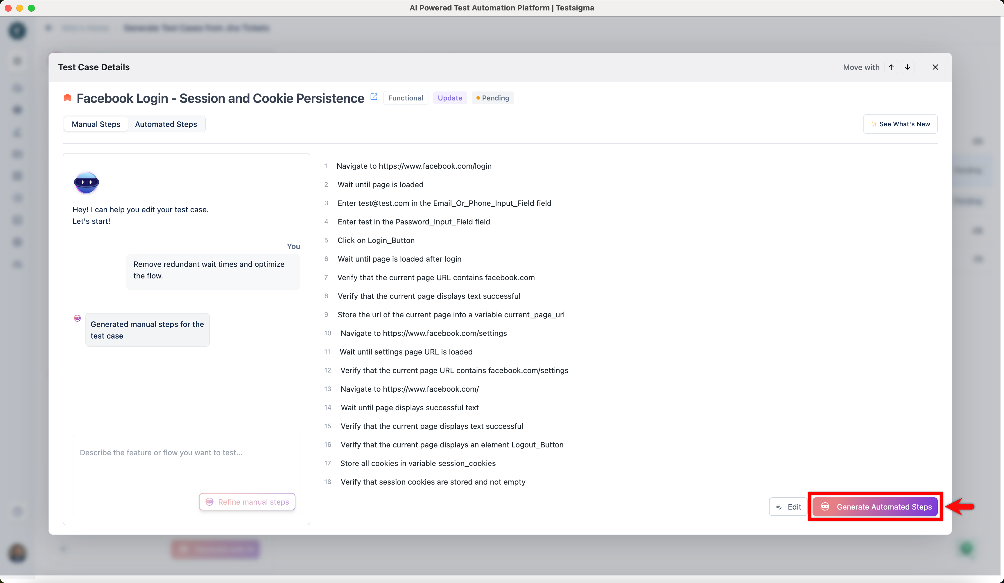 Generate Automated Steps