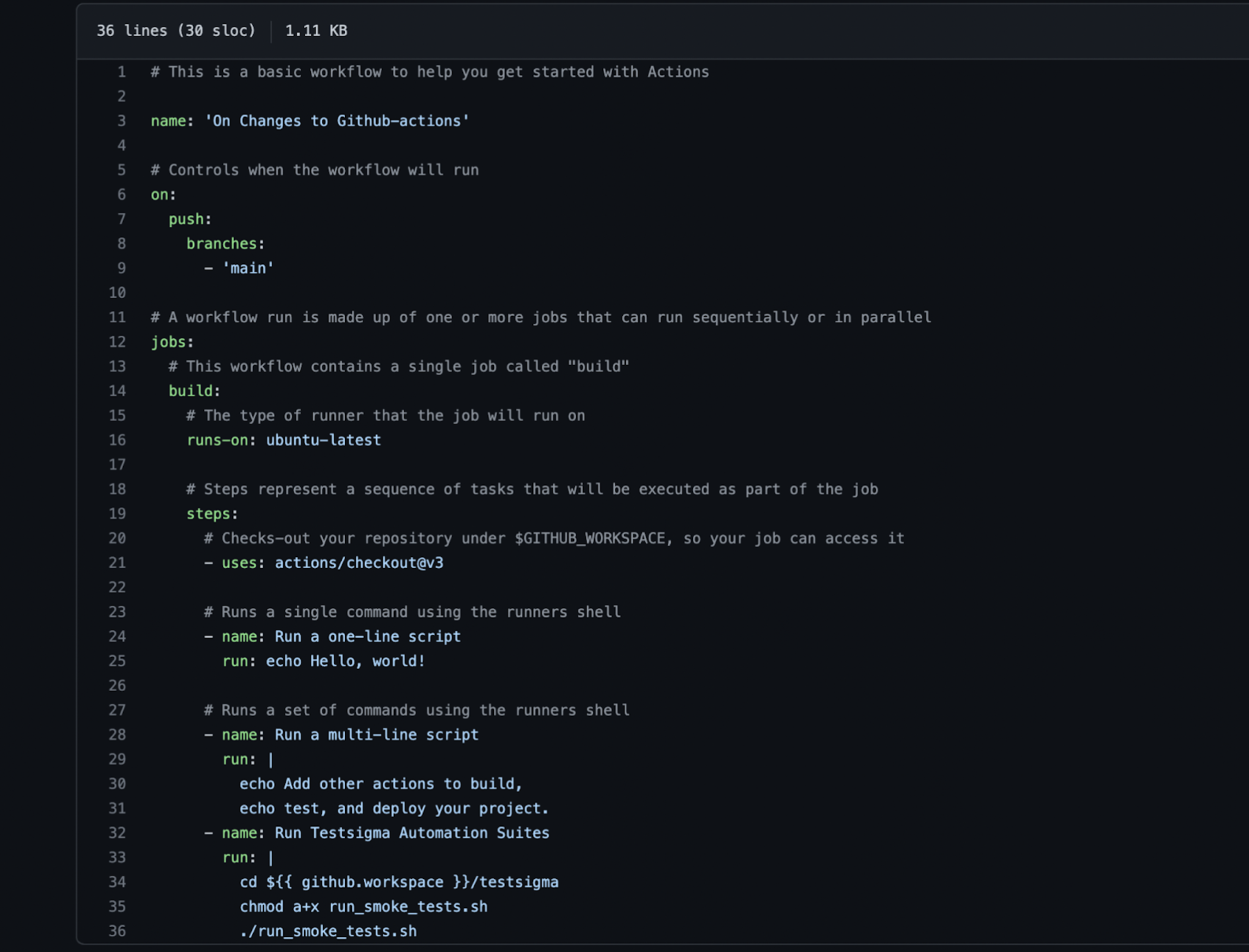 build step in yml file