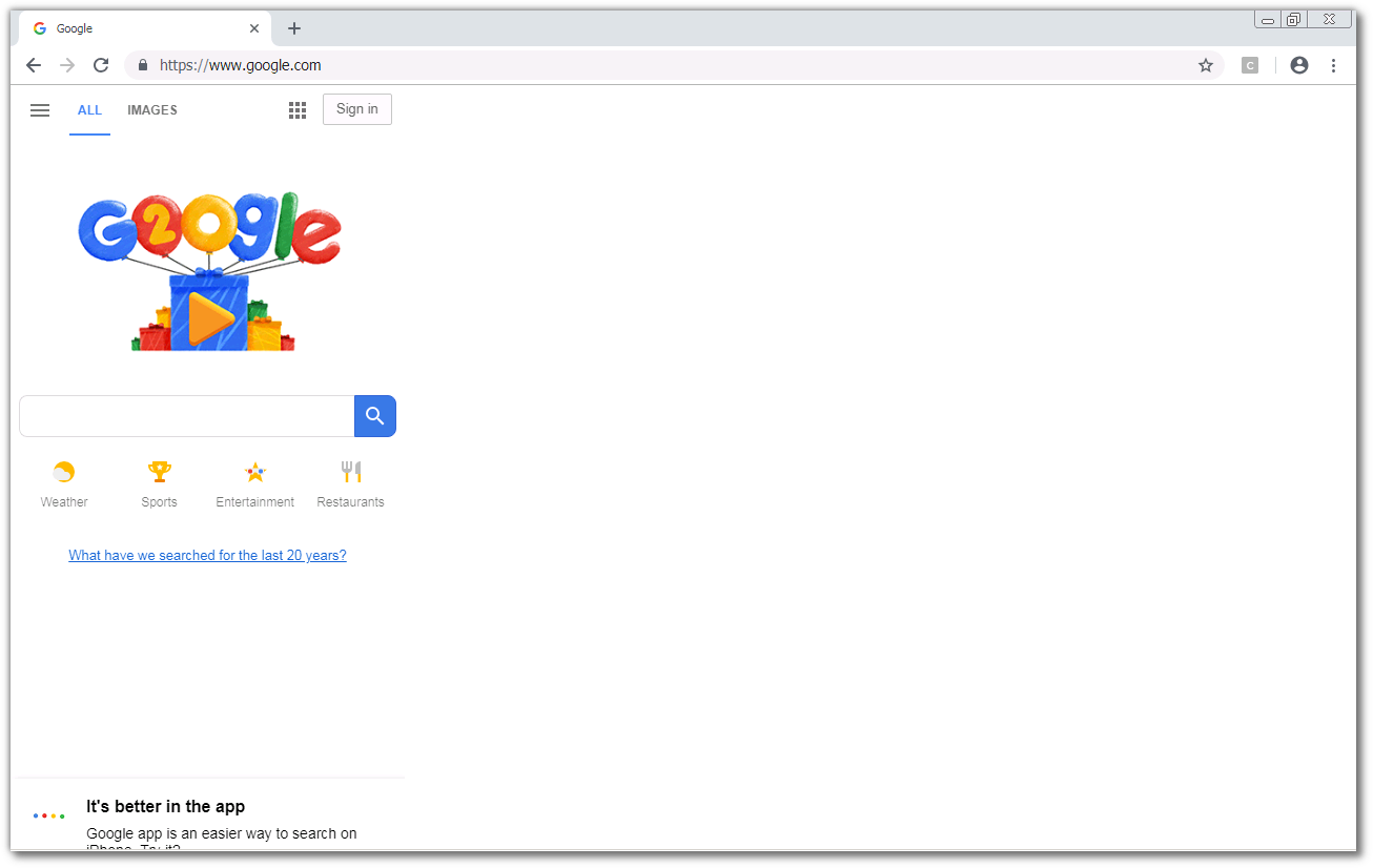Chrome Dev tools Default device Mobile view