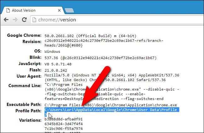 Chrome version tab