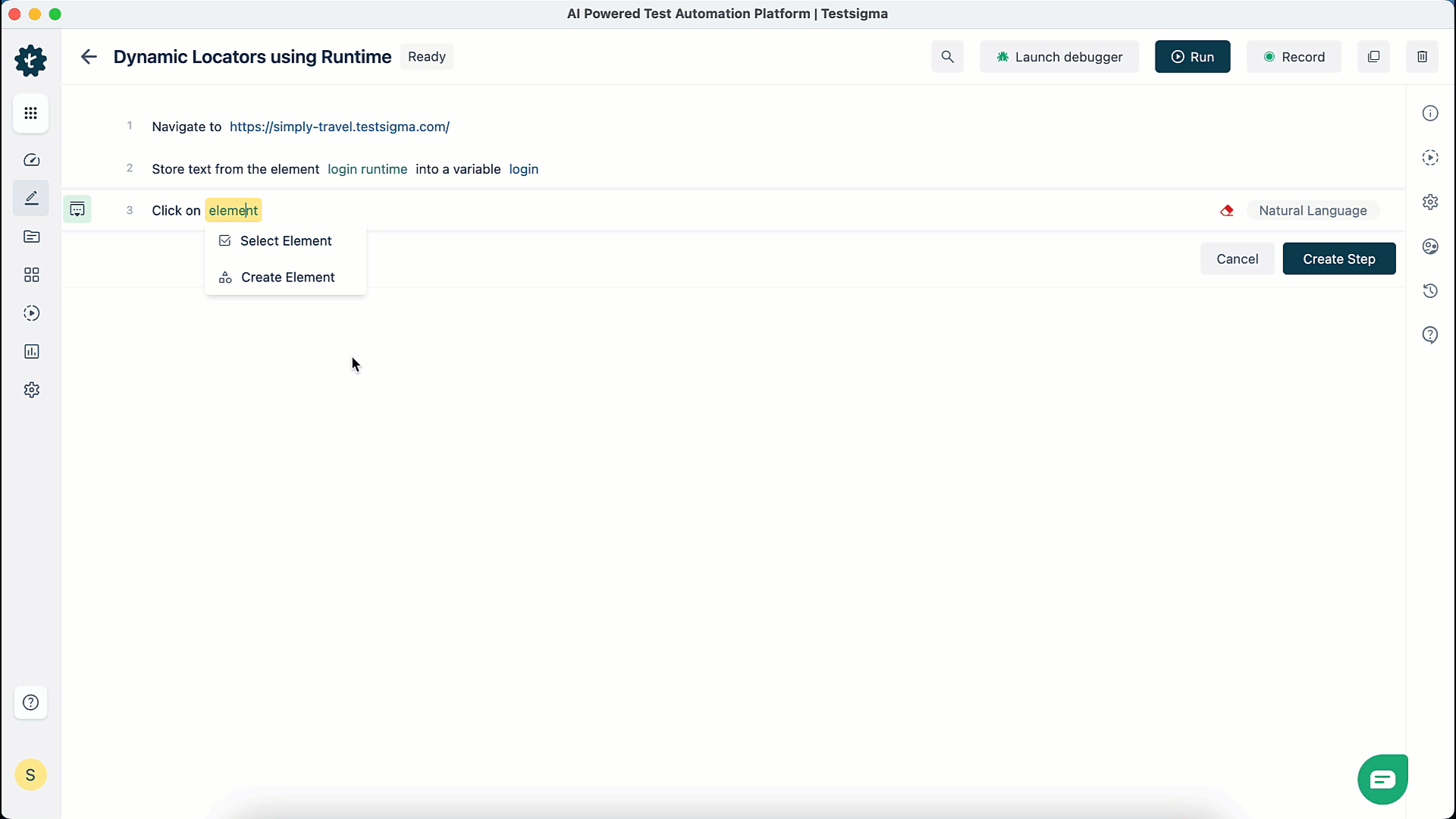 create_element using runtime