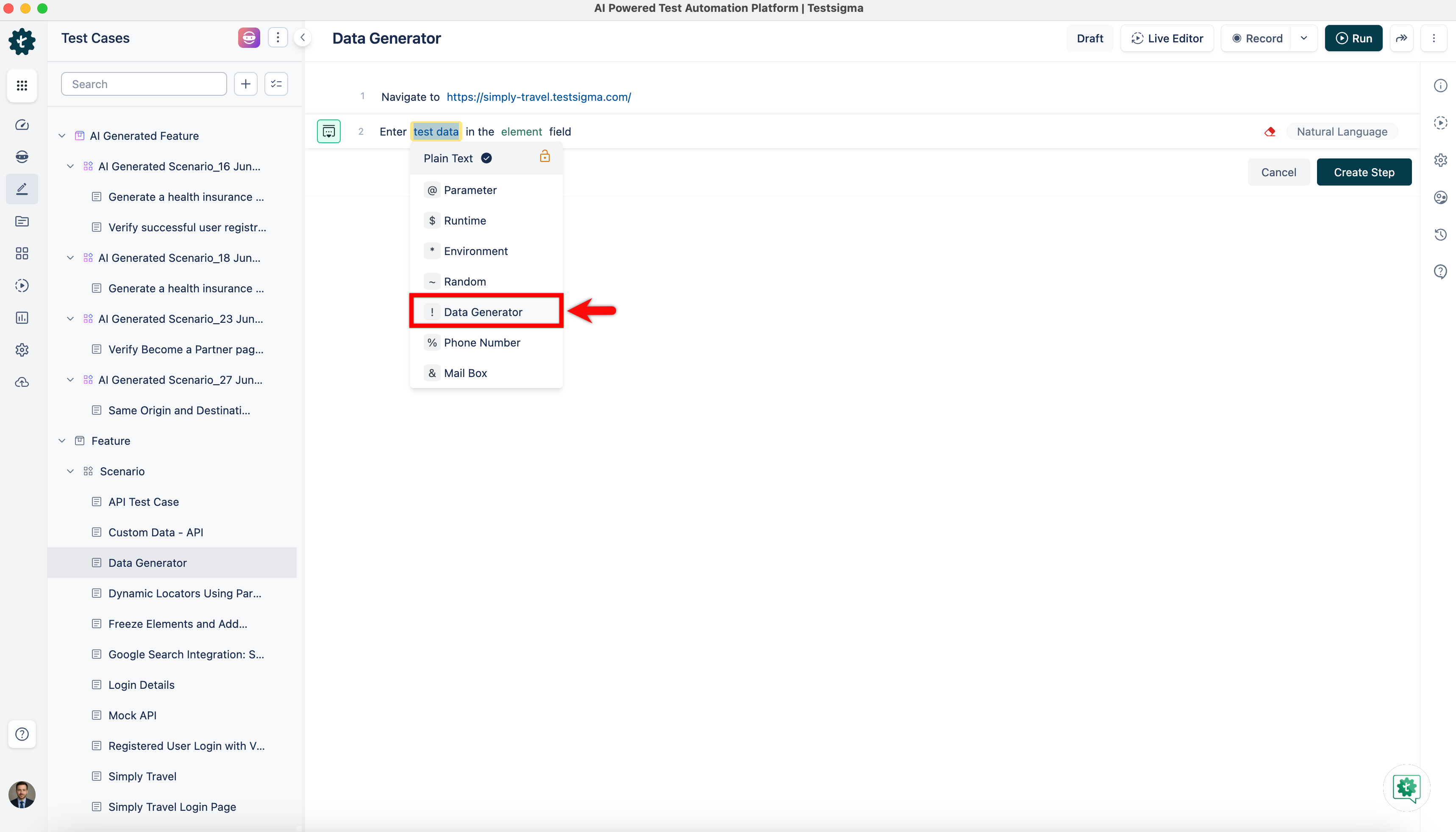 Data Generator Data Type