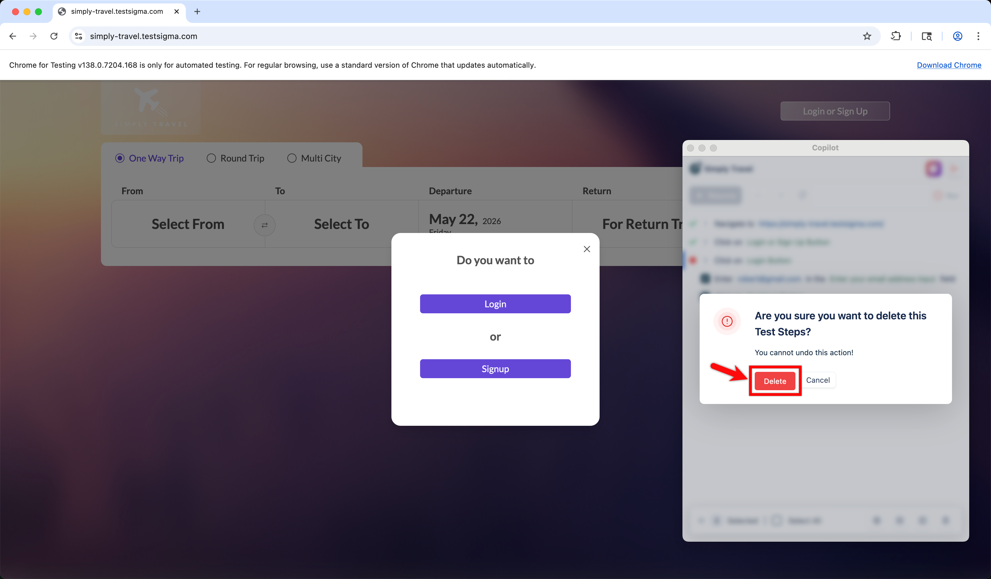 Delete selected steps