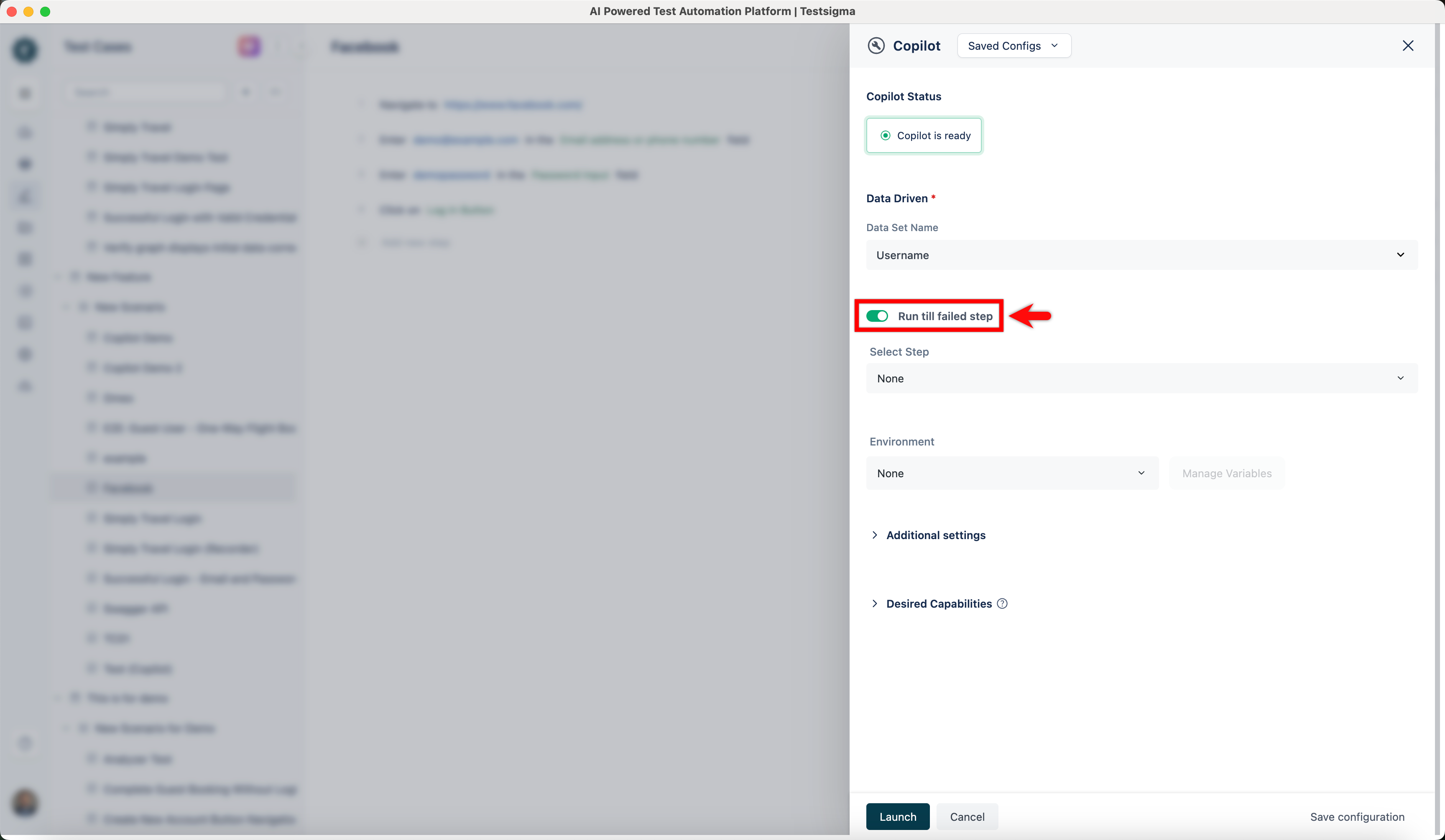 Run till failed step