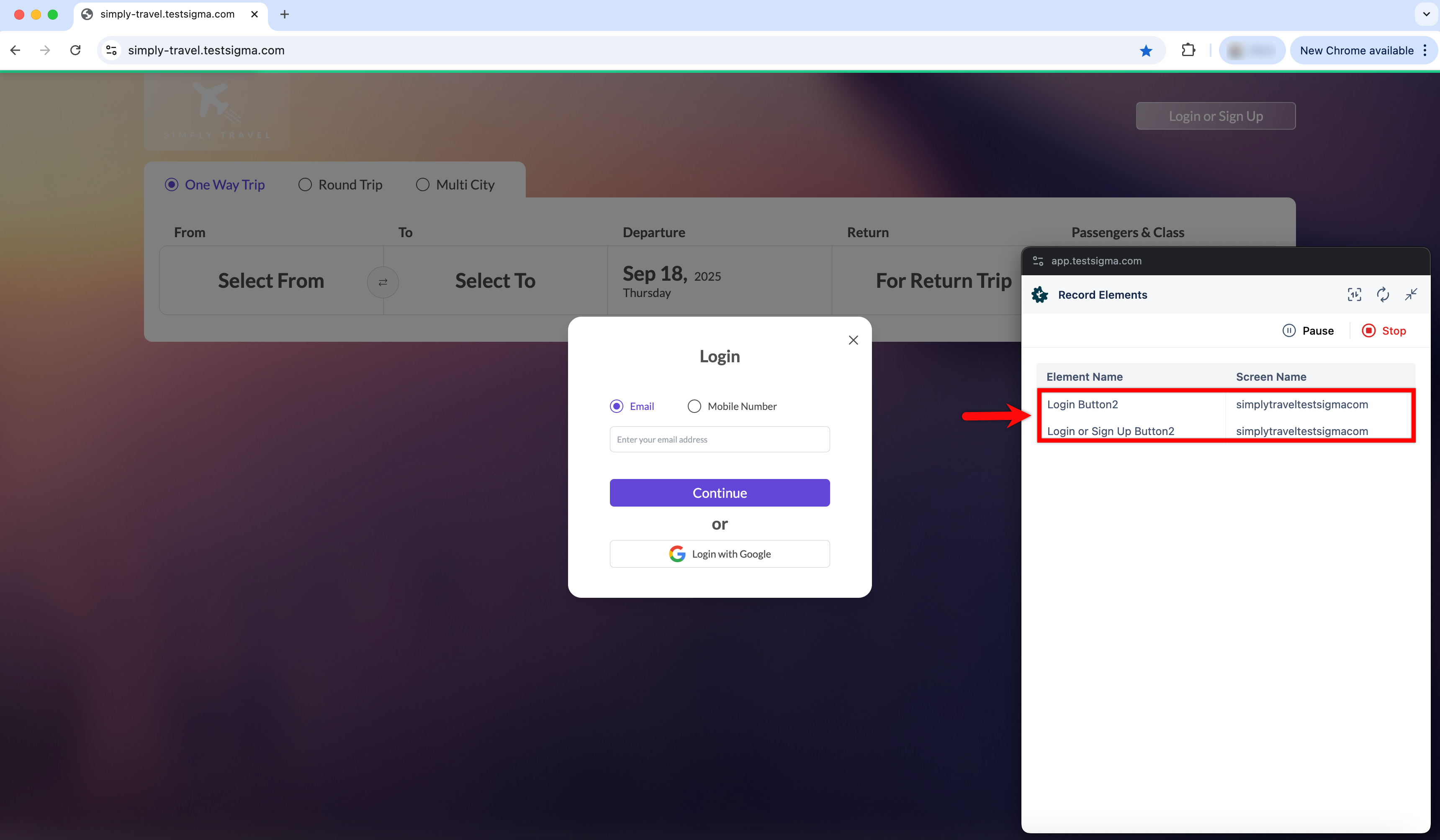 Click on elements